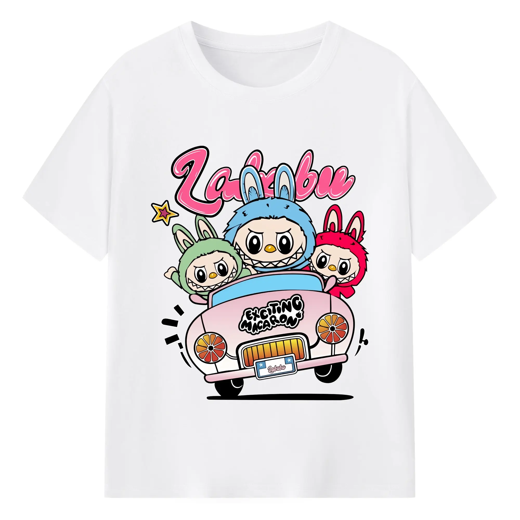 ラブブ グッズ ラブブ - 綿100％ 半袖Tシャツ ・ フロントプリント ・ 快適 通気性 ・ 日常使い 散歩 スポーツ用