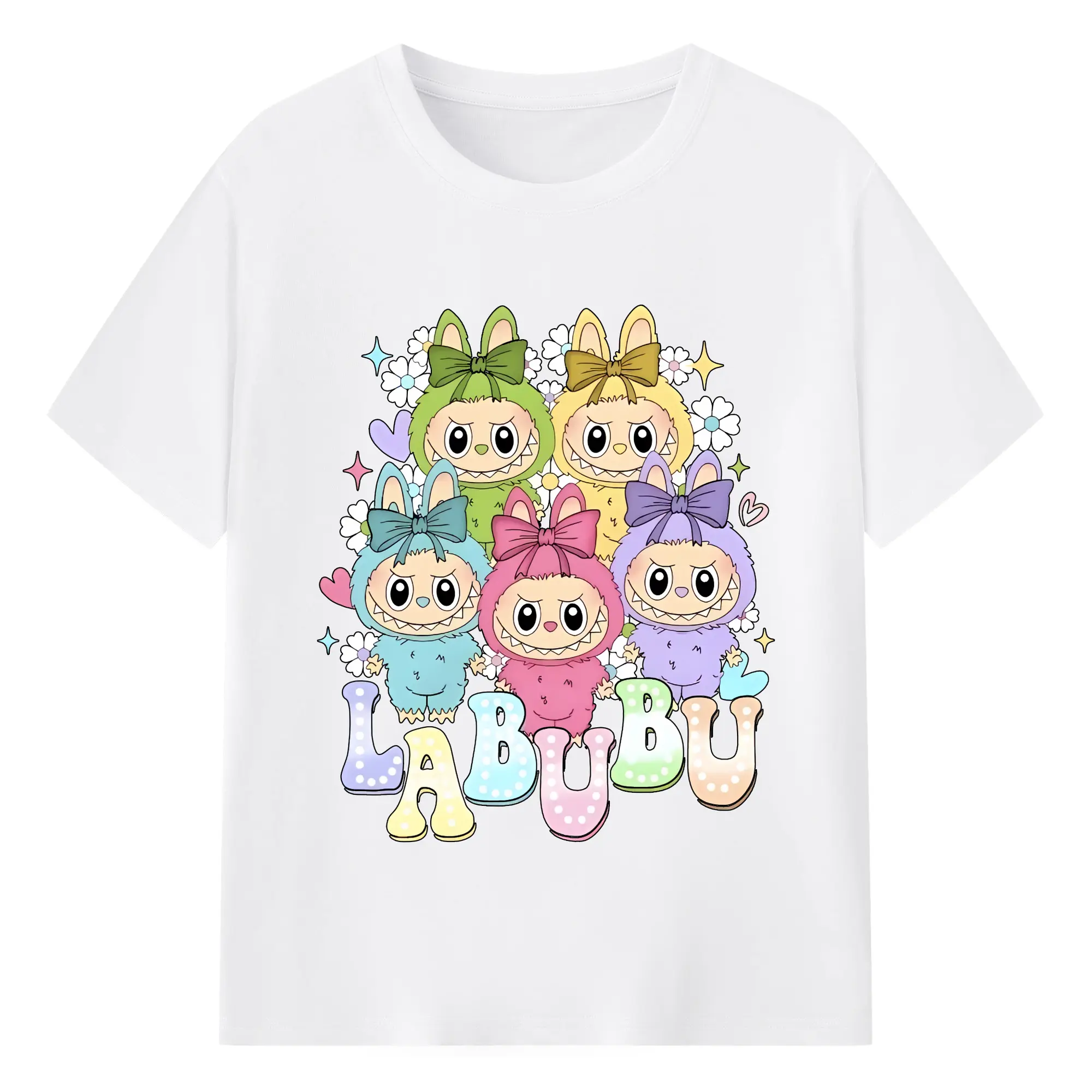 ラブブ グッズ ラブブ - 綿100％ 半袖Tシャツ ・ フロントプリント ・ 快適 通気性 ・ 日常使い 散歩 スポーツ用