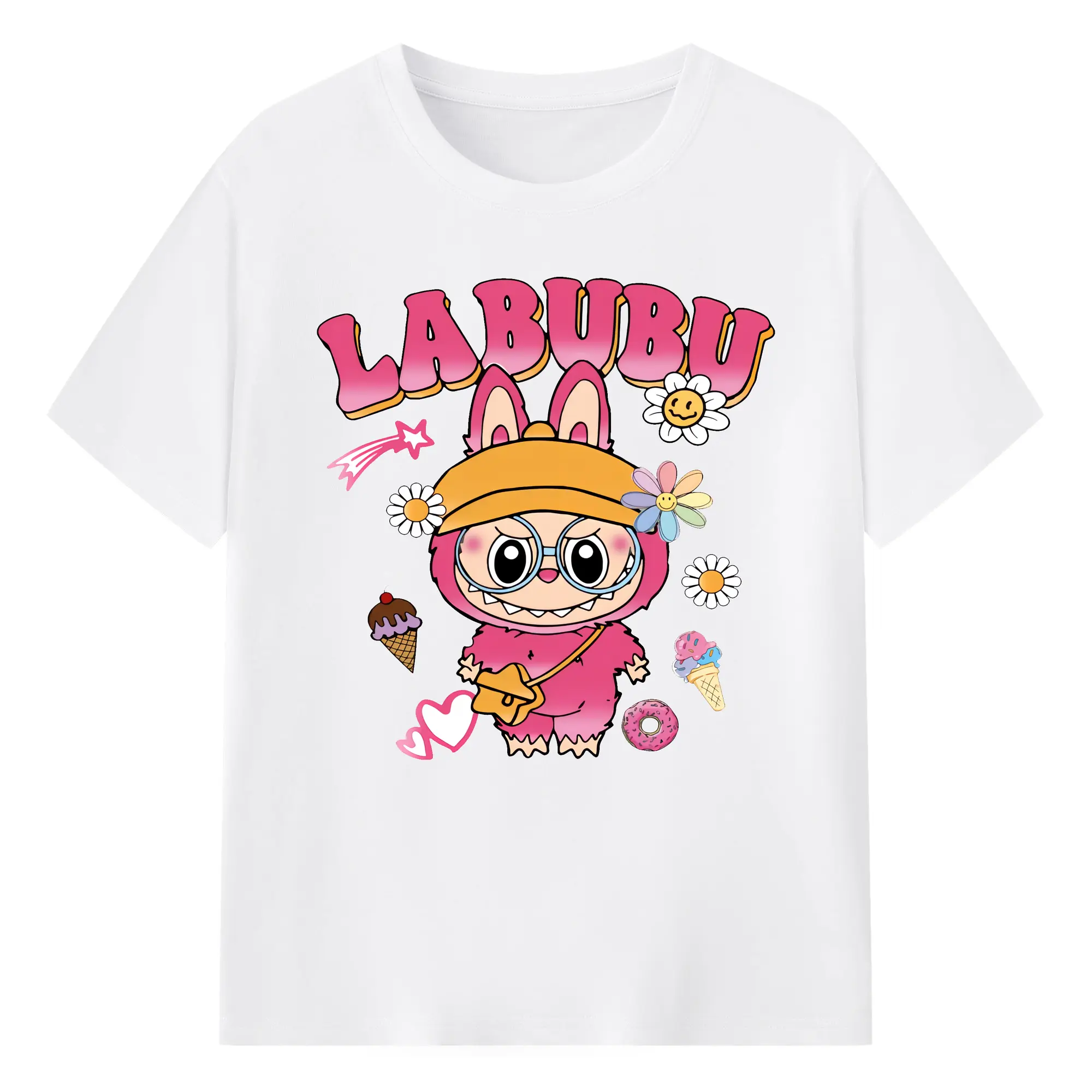 ラブブ グッズ ラブブ - 綿100％ 半袖Tシャツ ・ フロントプリント ・ 快適 通気性 ・ 日常使い 散歩 スポーツ用
