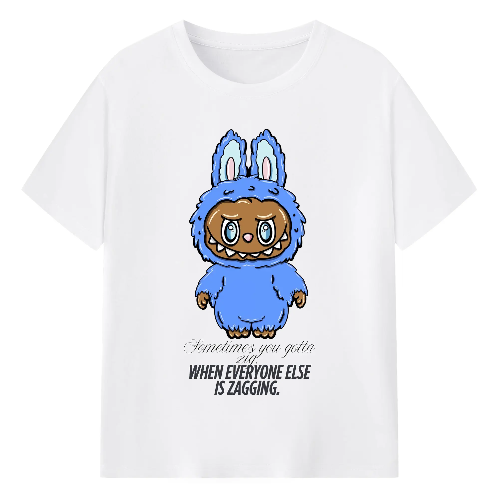 ラブブ グッズ ラブブ - 綿100％ 半袖Tシャツ ・ フロントプリント ・ 快適 通気性 ・ 日常使い 散歩 スポーツ用