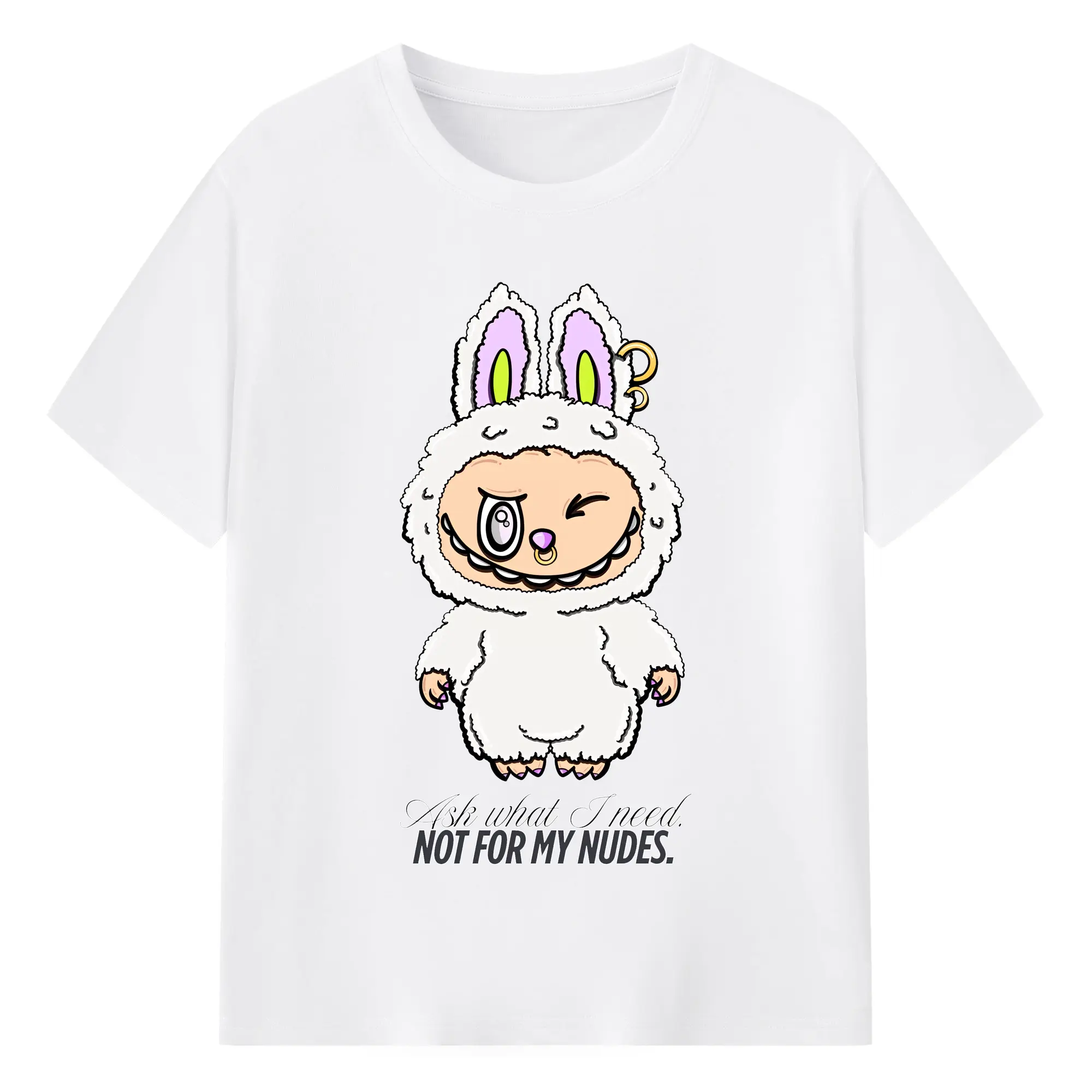 ラブブ グッズ ラブブ - 綿100％ 半袖Tシャツ ・ フロントプリント ・ 快適 通気性 ・ 日常使い 散歩 スポーツ用