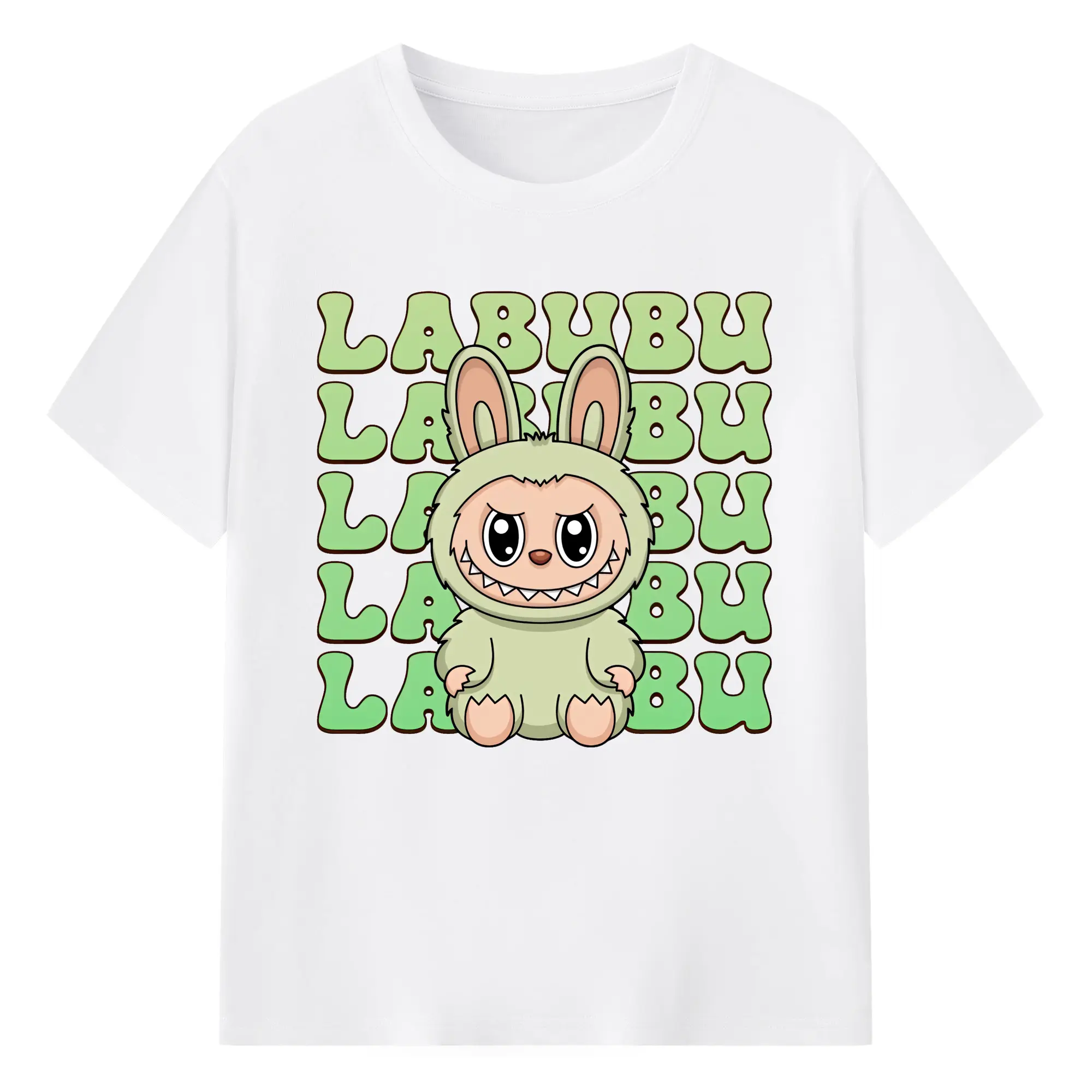 ラブブ グッズ ラブブ - 綿100％ 半袖Tシャツ ・ フロントプリント ・ 快適 通気性 ・ 日常使い 散歩 スポーツ用