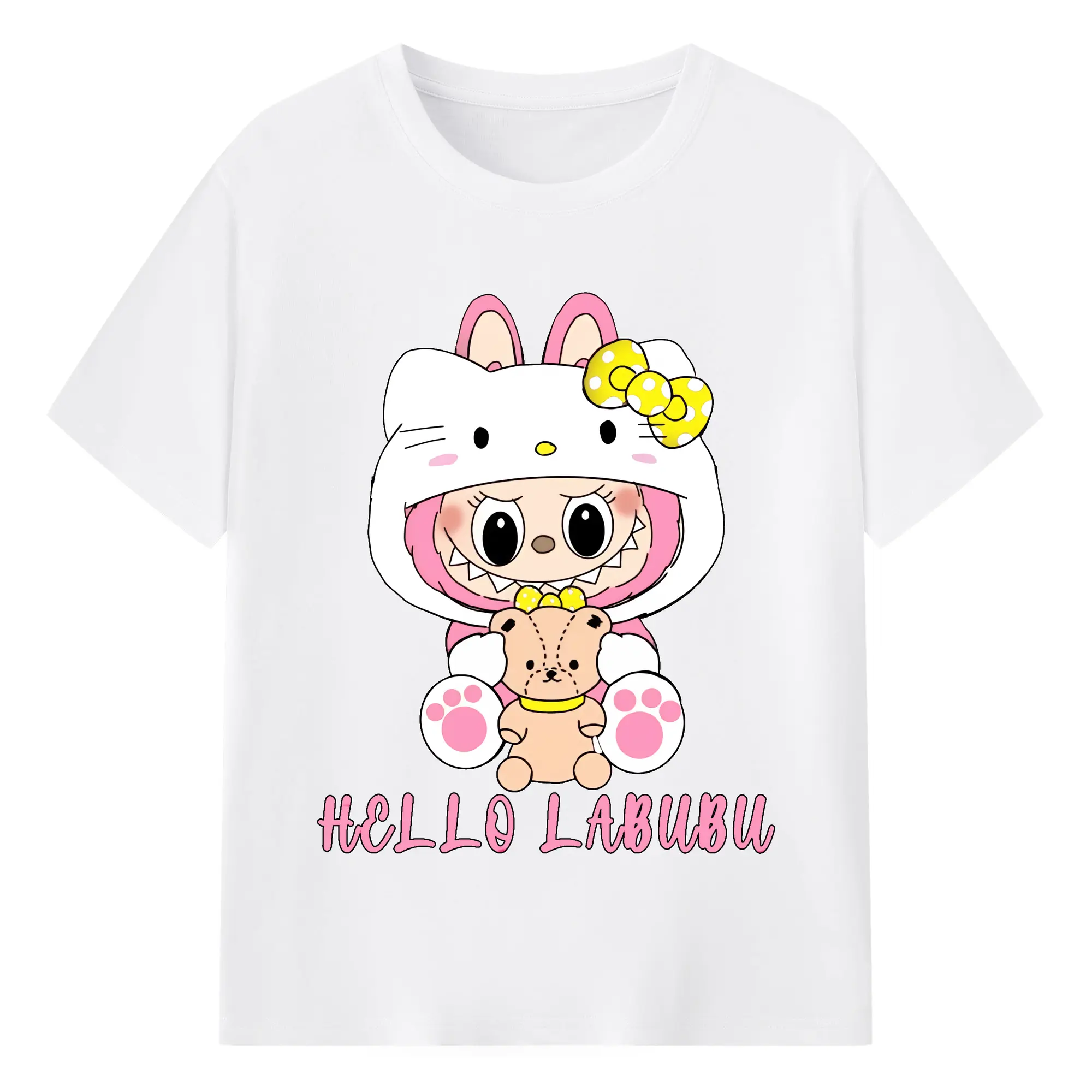 ラブブ グッズ ラブブ - 綿100％ 半袖Tシャツ ・ フロントプリント ・ 快適 通気性 ・ 日常使い 散歩 スポーツ用