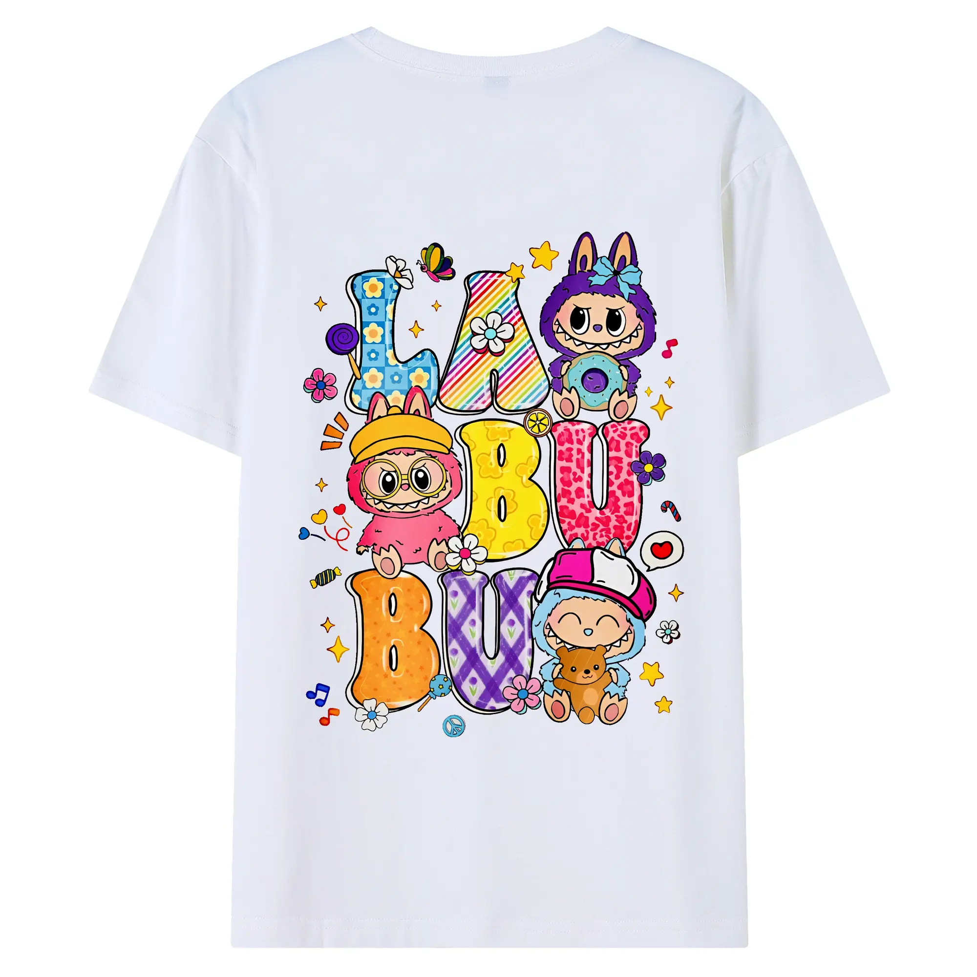 ラブブ グッズ ラブブ - 綿100％ 半袖Tシャツ ・ バックプリント ・ 快適 通気性 ・ 日常使い 散歩 スポーツ用