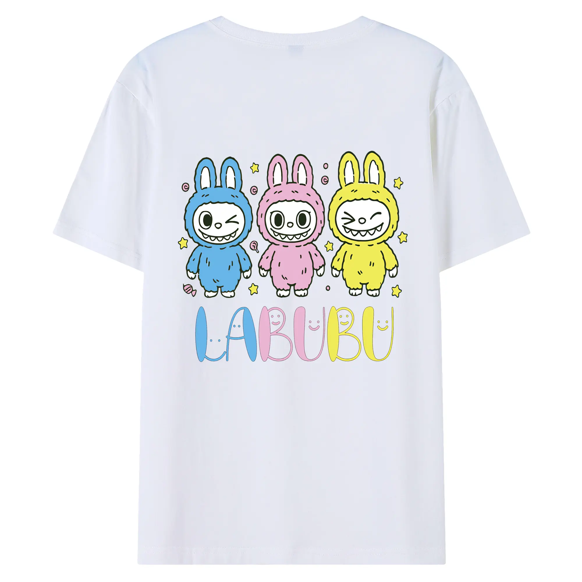 ラブブ グッズ ラブブ - 綿100％ 半袖Tシャツ ・ バックプリント ・ 快適 通気性 ・ 日常使い 散歩 スポーツ用
