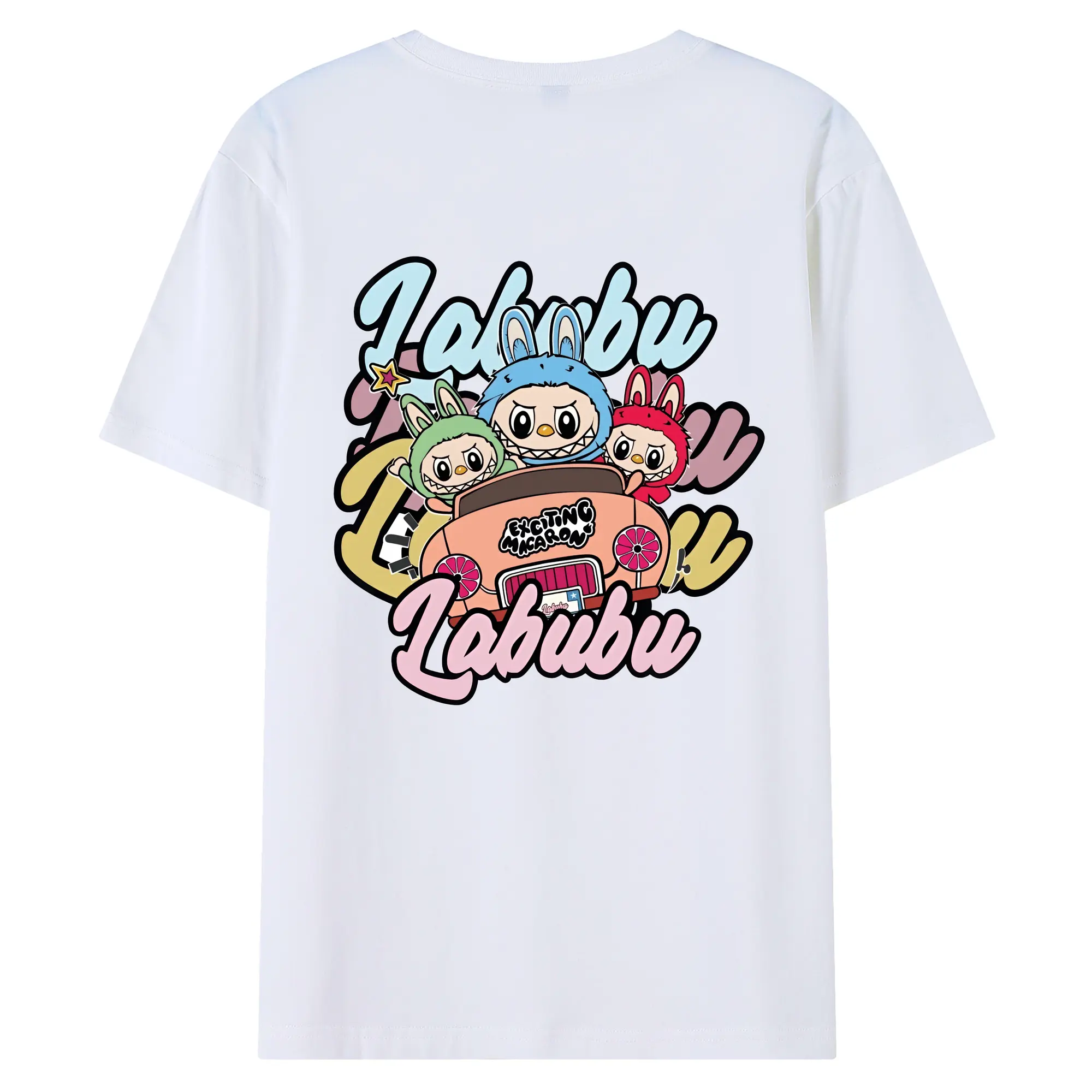 ラブブ グッズ ラブブ - 綿100％ 半袖Tシャツ ・ バックプリント ・ 快適 通気性 ・ 日常使い 散歩 スポーツ用