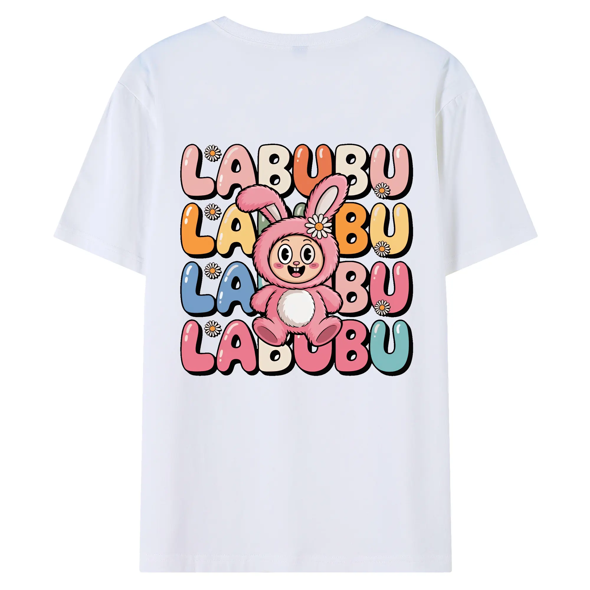 ラブブ グッズ ラブブ - 綿100％ 半袖Tシャツ ・ バックプリント ・ 快適 通気性 ・ 日常使い 散歩 スポーツ用