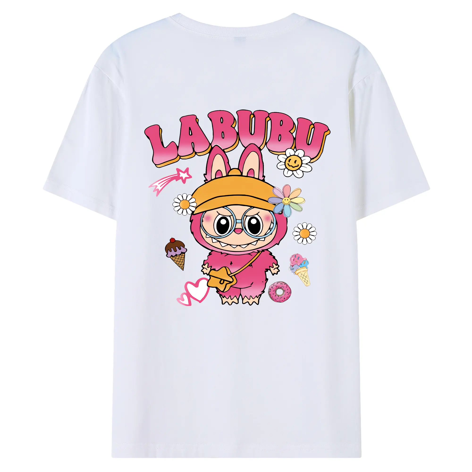 ラブブ グッズ ラブブ - 綿100％ 半袖Tシャツ ・ バックプリント ・ 快適 通気性 ・ 日常使い 散歩 スポーツ用
