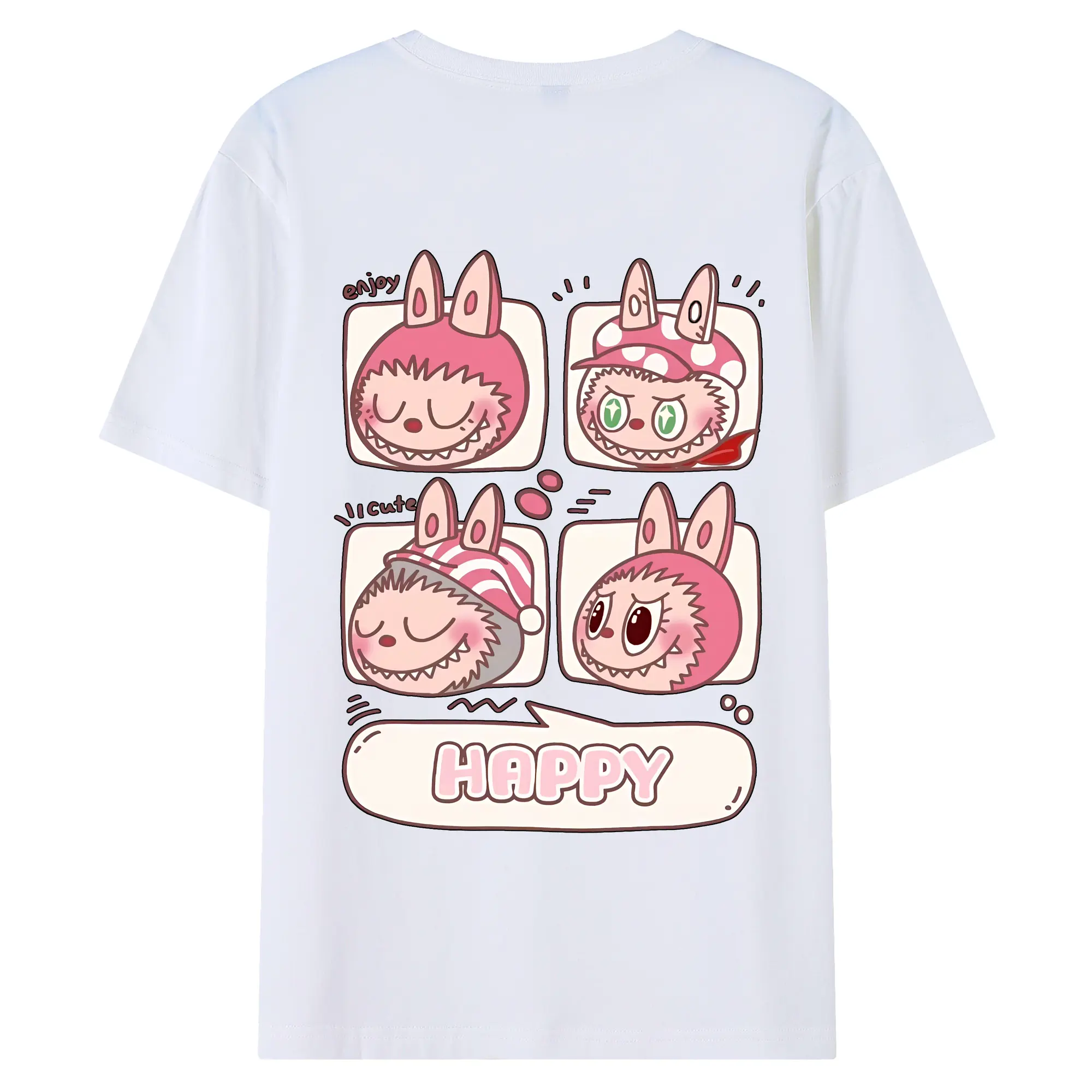 ラブブ グッズ ラブブ - 綿100％ 半袖Tシャツ ・ バックプリント ・ 快適 通気性 ・ 日常使い 散歩 スポーツ用