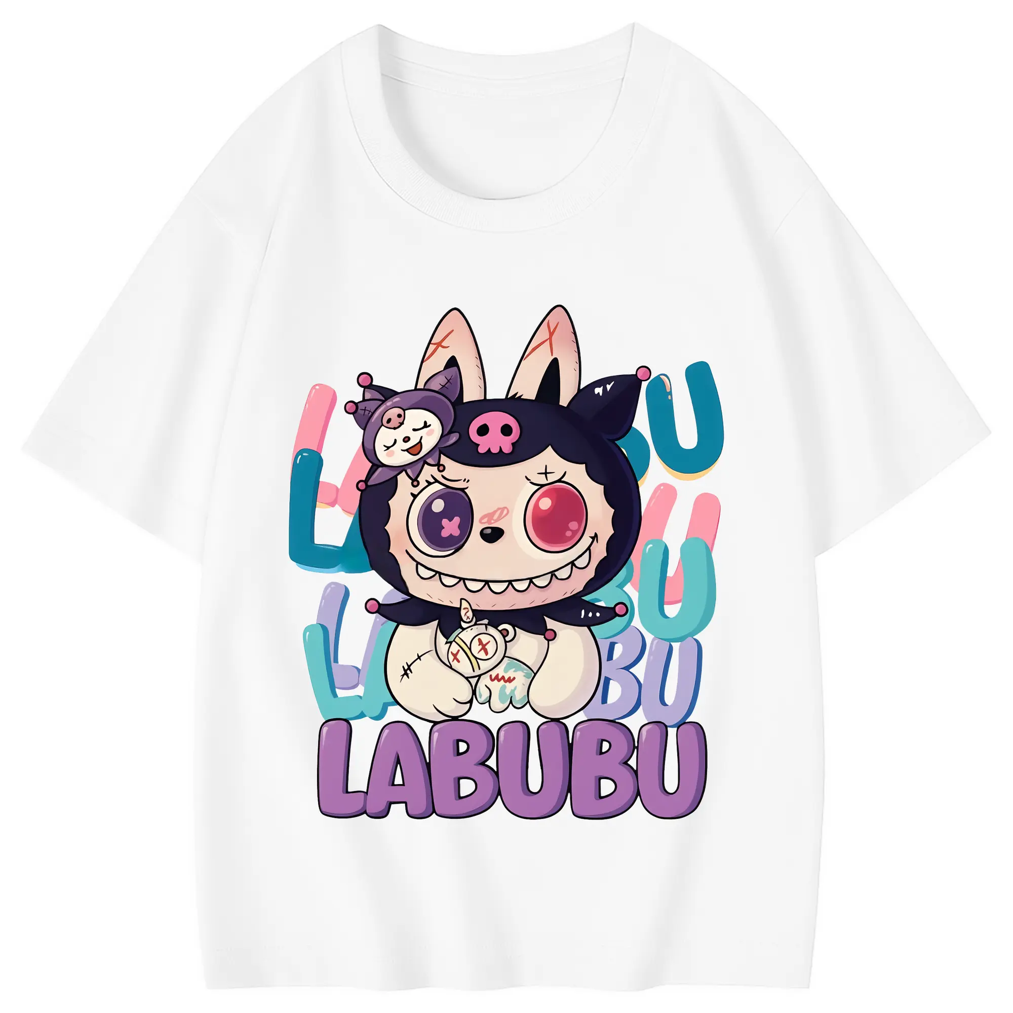 ラブブ グッズ ラブブ - 綿100％ キッズTシャツ ・ フロントプリント ・ 快適 通気性 ・ スポーツ カジュアル 散歩用