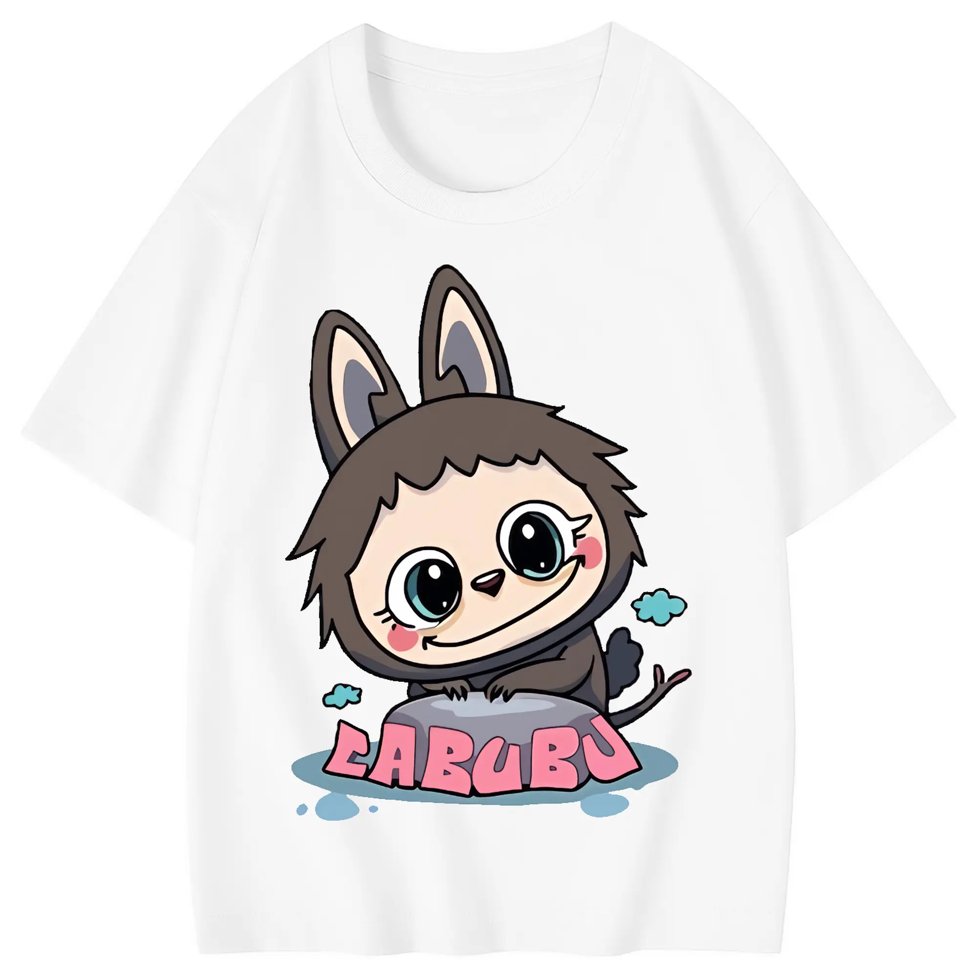 ラブブ グッズ ラブブ - 綿100％ キッズTシャツ ・ フロントプリント ・ 快適 通気性 ・ スポーツ カジュアル 散歩用