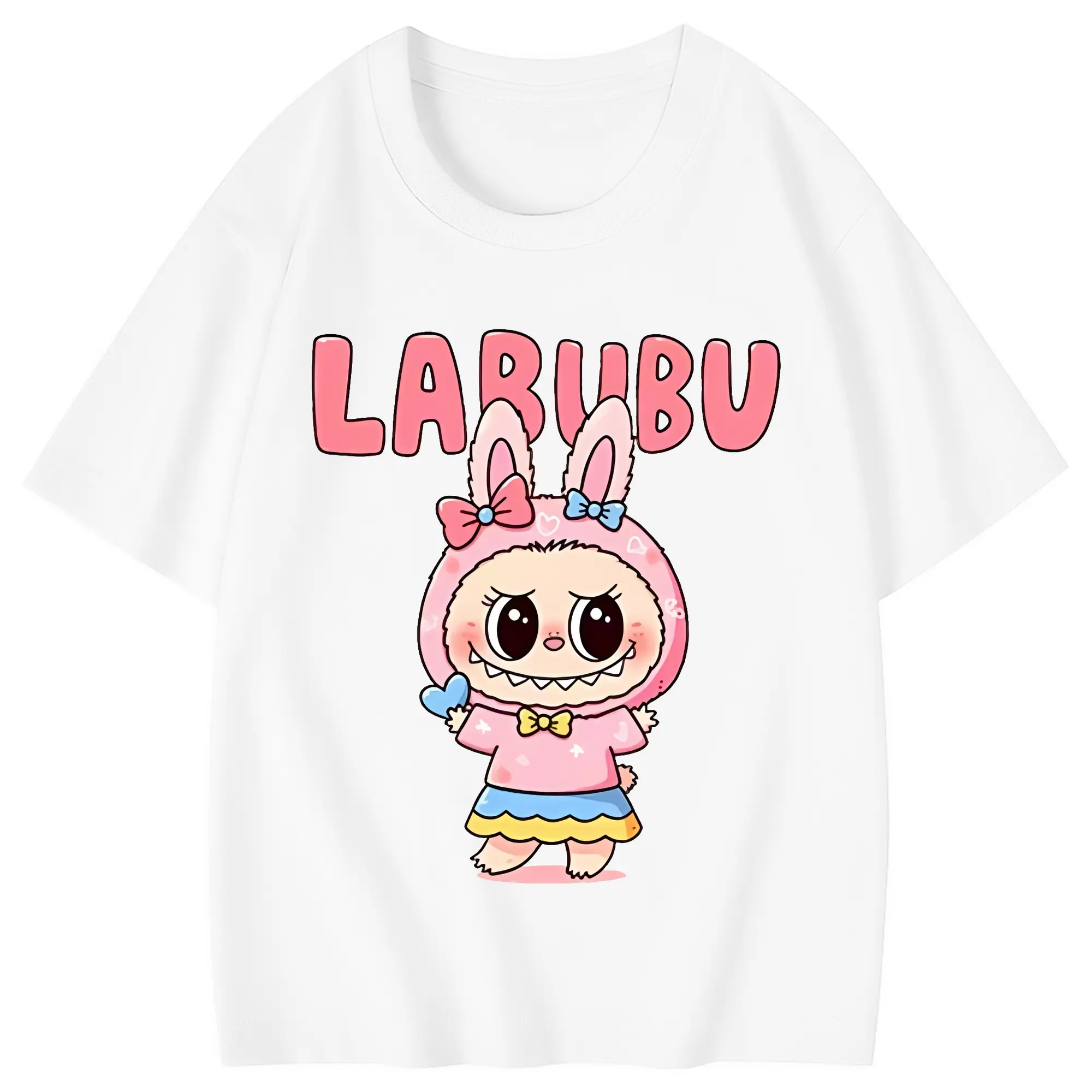 ラブブ グッズ ラブブ - 綿100％ キッズTシャツ ・ フロントプリント ・ 快適 通気性 ・ スポーツ カジュアル 散歩用
