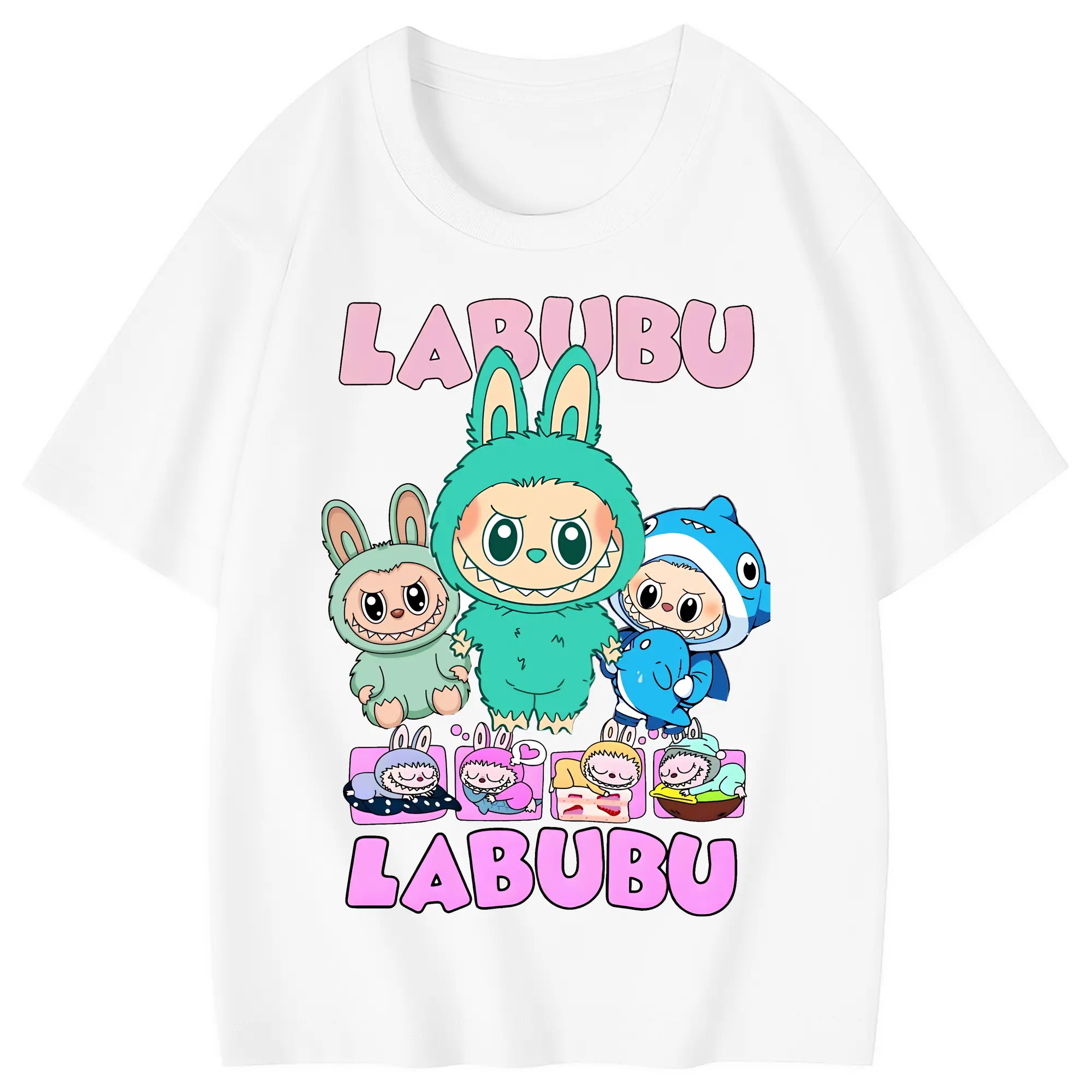 ラブブ グッズ ラブブ - 綿100％ キッズTシャツ ・ フロントプリント ・ 快適 通気性 ・ スポーツ カジュアル 散歩用