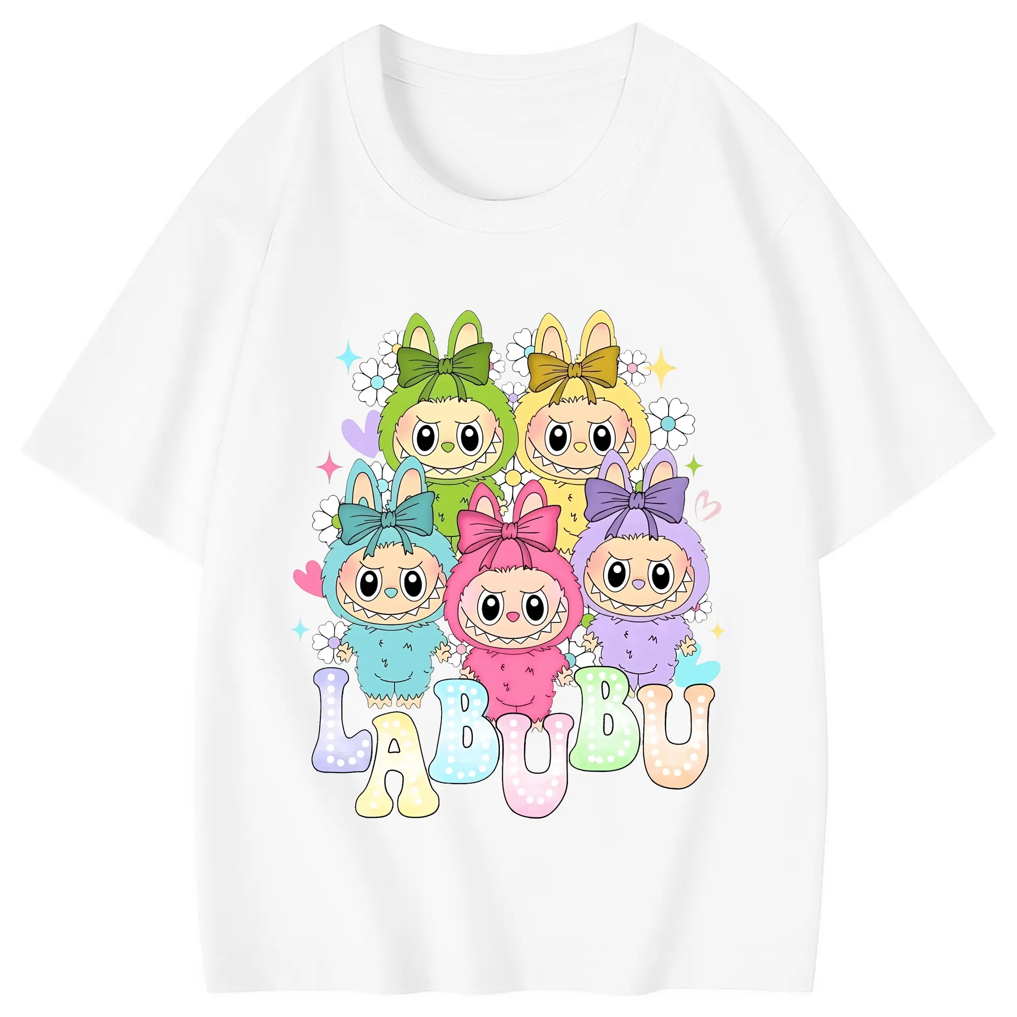 ラブブ グッズ ラブブ - 綿100％ キッズTシャツ ・ フロントプリント ・ 快適 通気性 ・ スポーツ カジュアル 散歩用