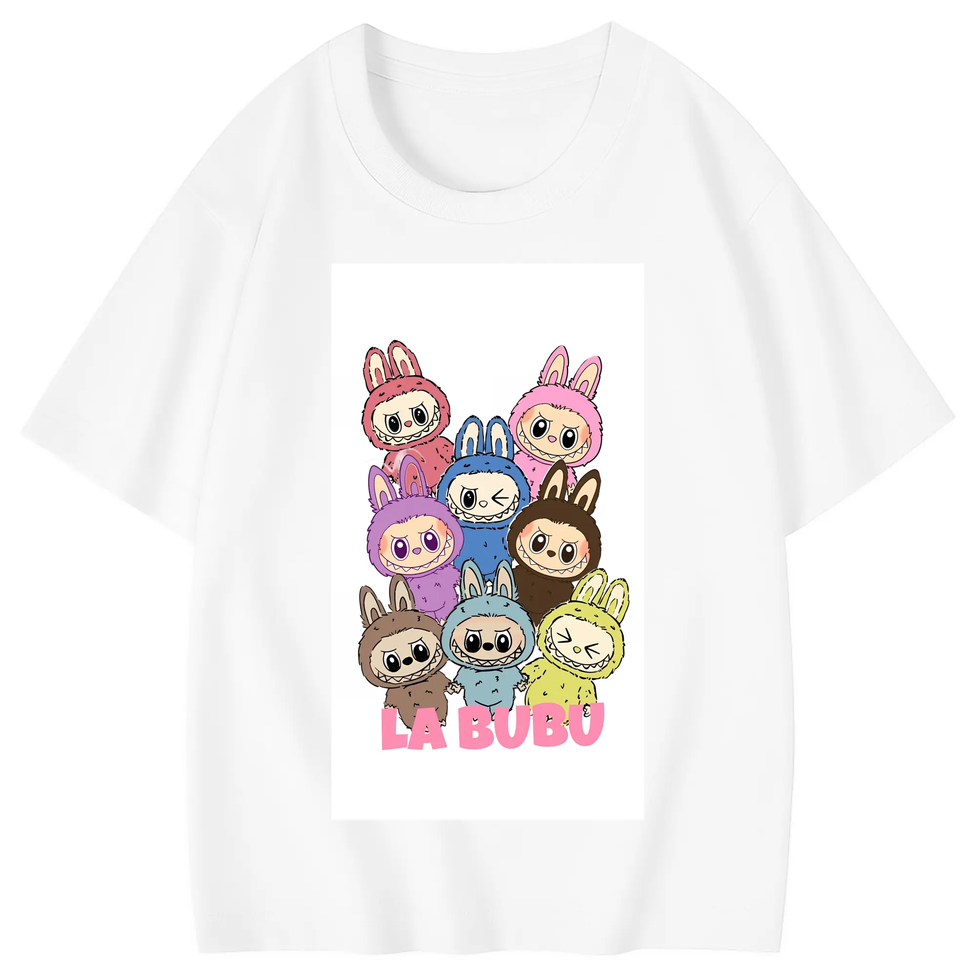 ラブブ グッズ ラブブ - 綿100％ キッズTシャツ ・ フロントプリント ・ 快適 通気性 ・ スポーツ カジュアル 散歩用