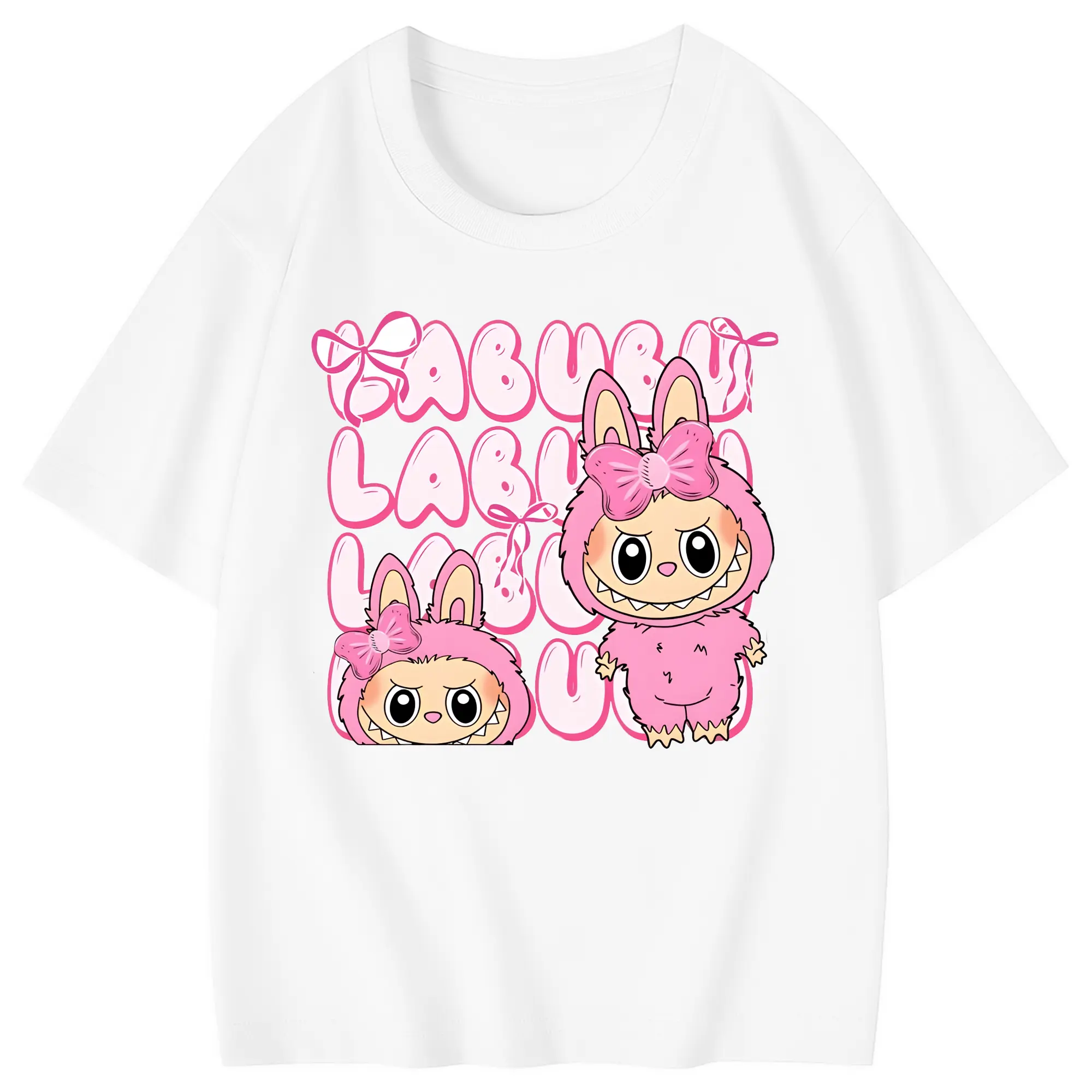 ラブブ グッズ ラブブ - 綿100％ キッズTシャツ ・ フロントプリント ・ 快適 通気性 ・ スポーツ カジュアル 散歩用