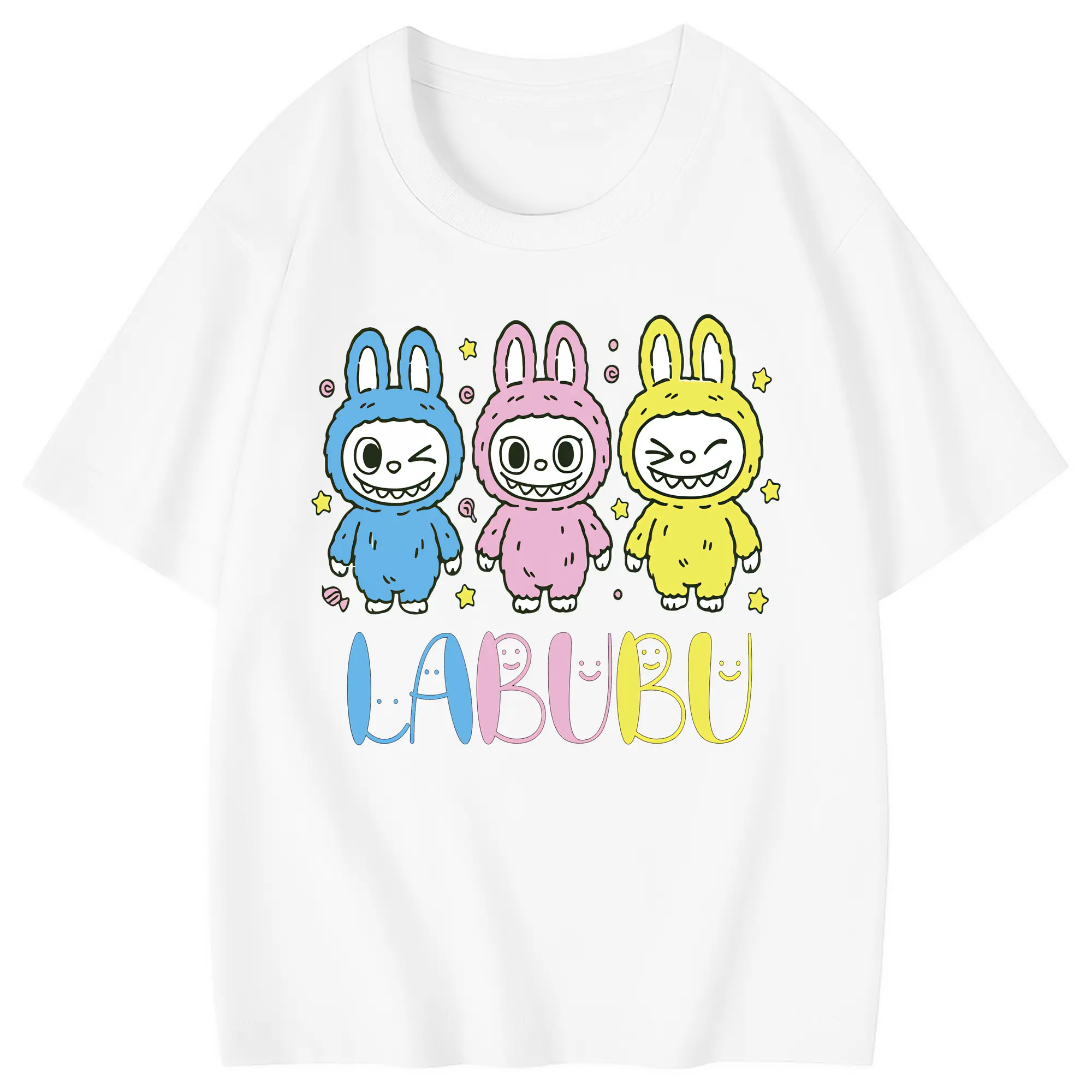 ラブブ グッズ ラブブ - 綿100％ キッズTシャツ ・ フロントプリント ・ 快適 通気性 ・ スポーツ カジュアル 散歩用