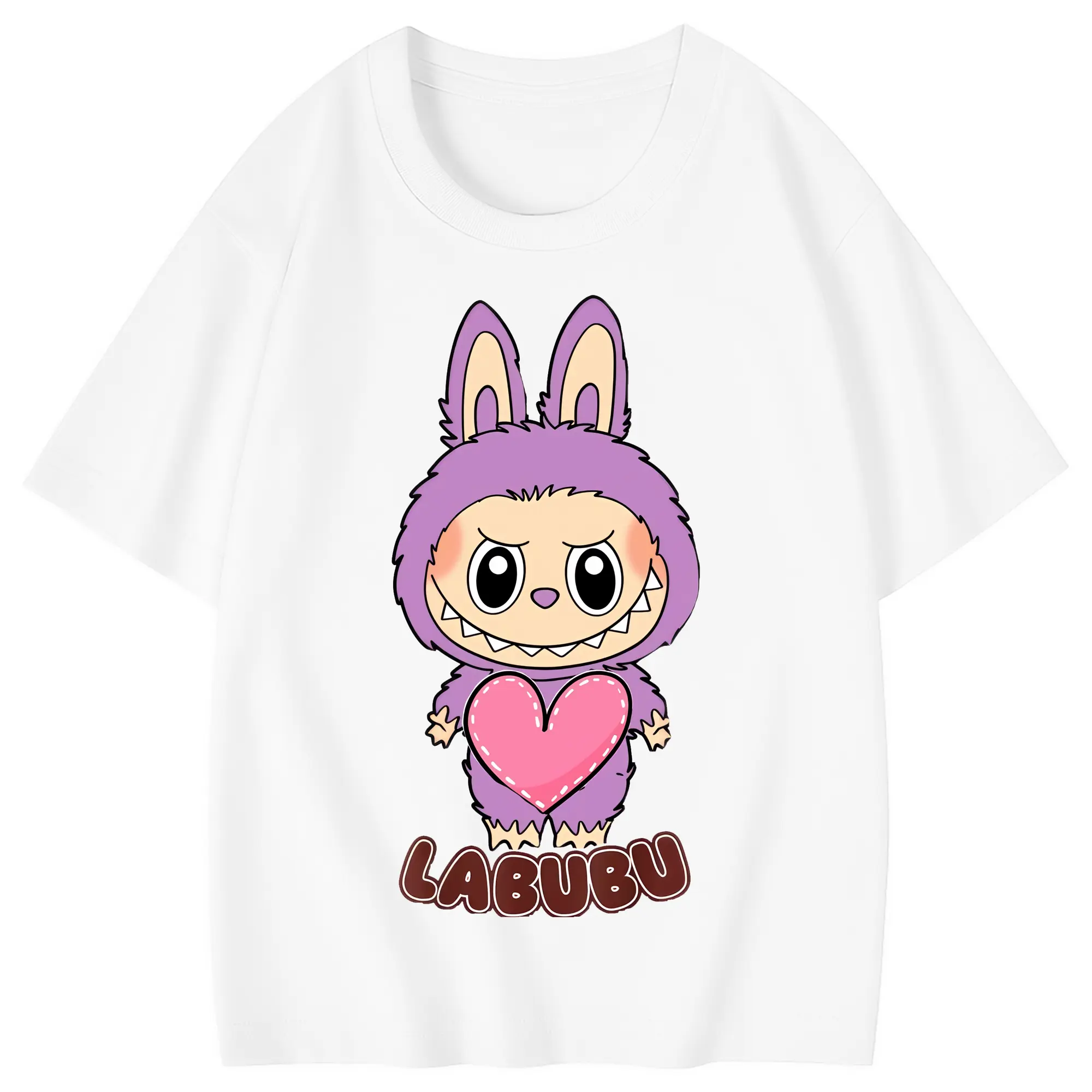 ラブブ グッズ ラブブ - 綿100％ キッズTシャツ ・ フロントプリント ・ 快適 通気性 ・ スポーツ カジュアル 散歩用