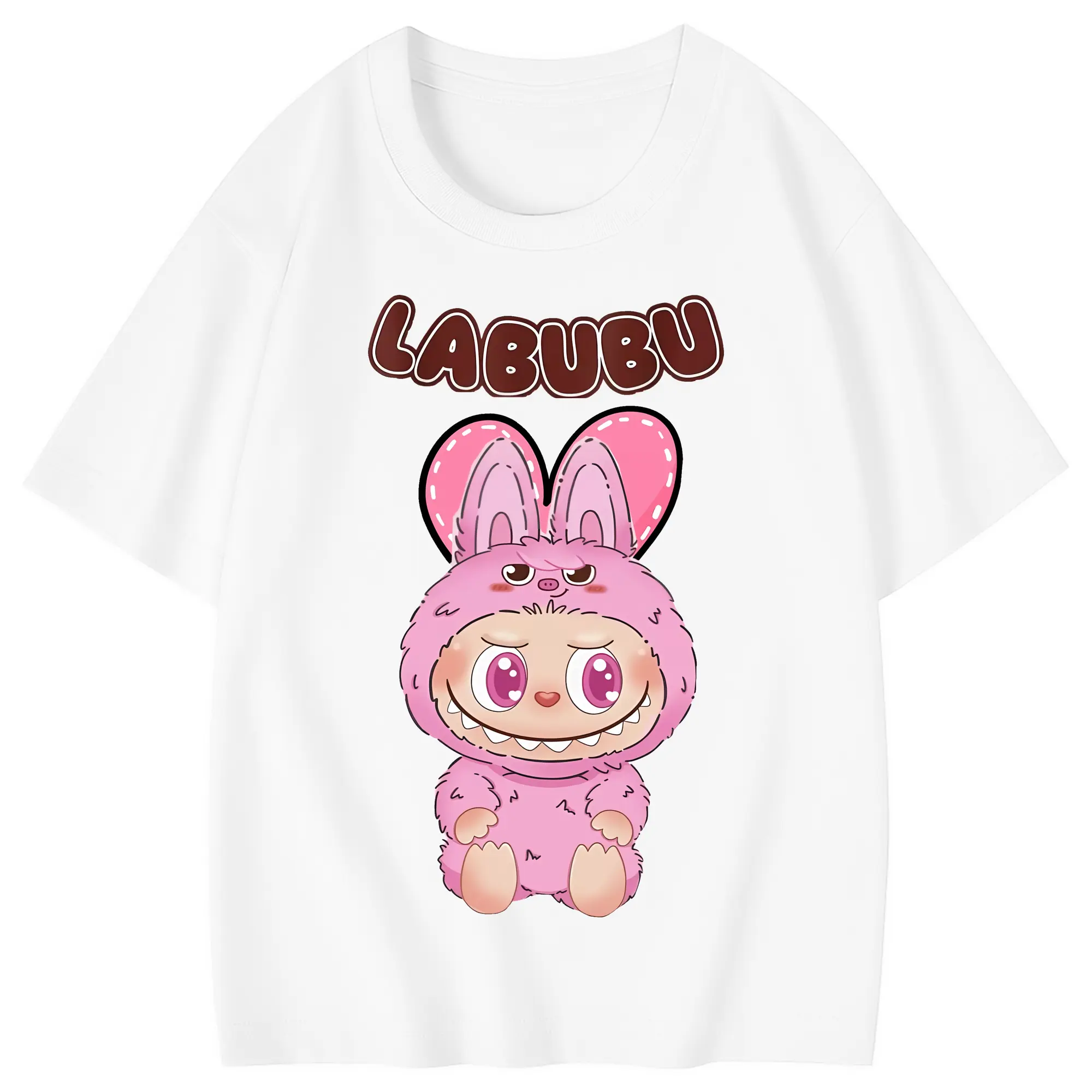 ラブブ グッズ ラブブ - 綿100％ キッズTシャツ ・ フロントプリント ・ 快適 通気性 ・ スポーツ カジュアル 散歩用