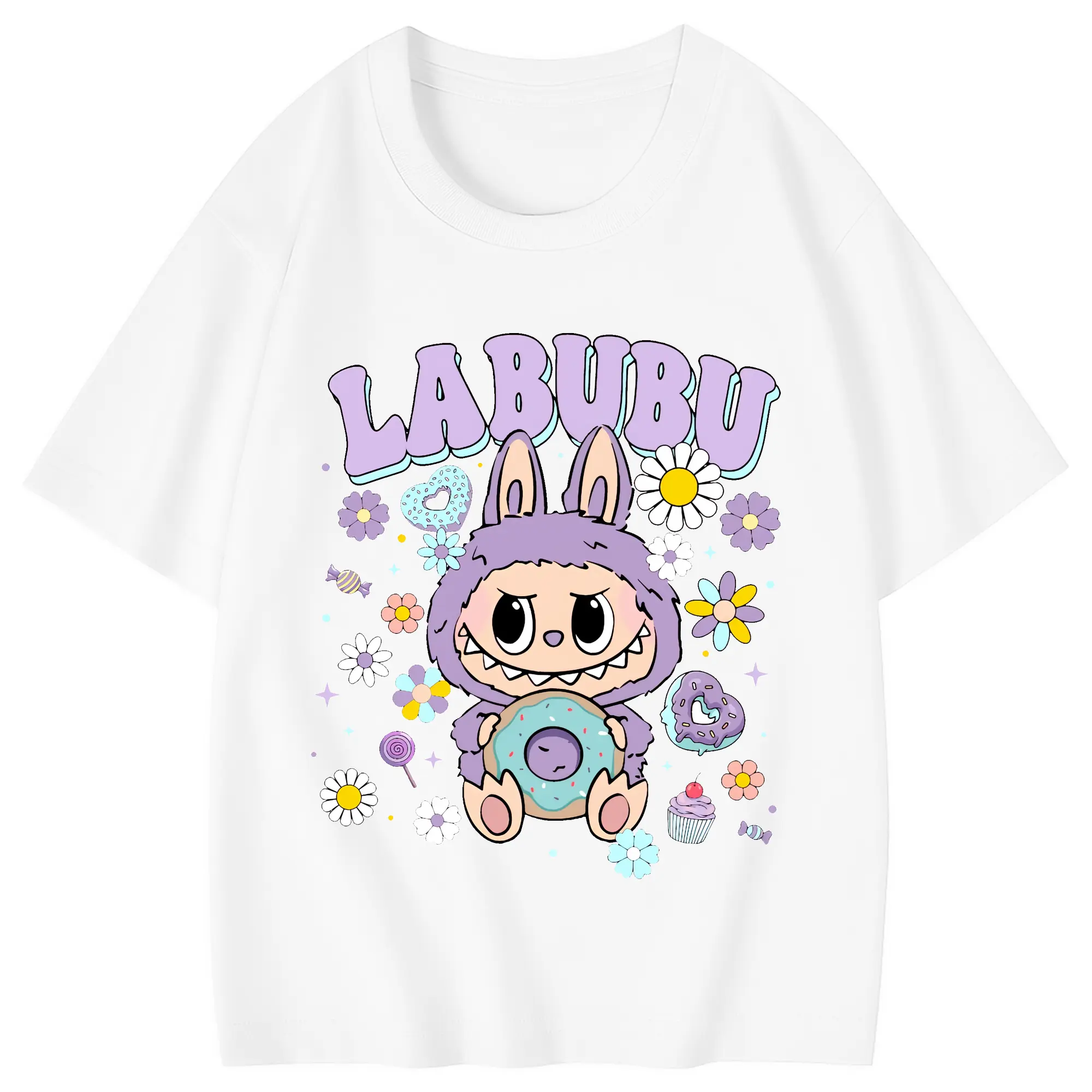 ラブブ グッズ ラブブ - 綿100％ キッズTシャツ ・ フロントプリント ・ 快適 通気性 ・ スポーツ カジュアル 散歩用