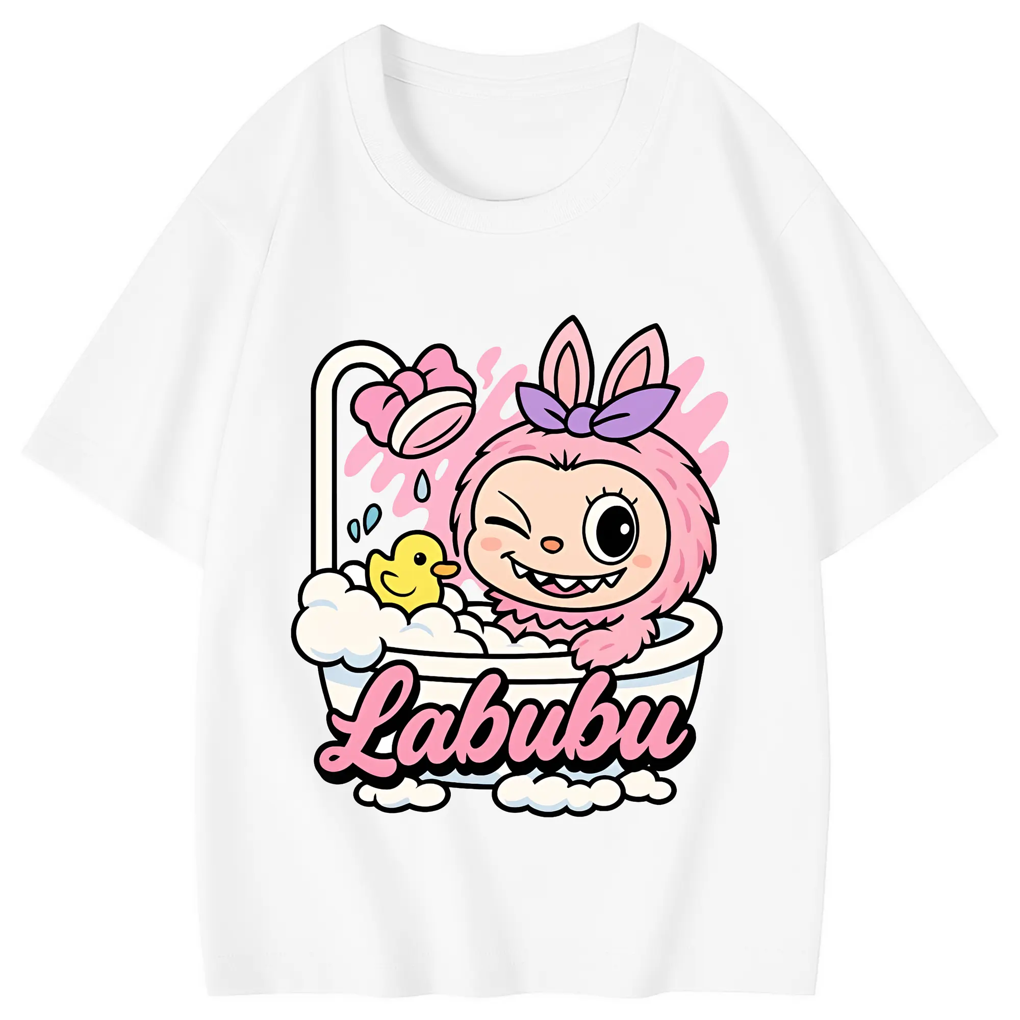 ラブブ グッズ ラブブ - 綿100％ キッズTシャツ ・ フロントプリント ・ 快適 通気性 ・ スポーツ カジュアル 散歩用