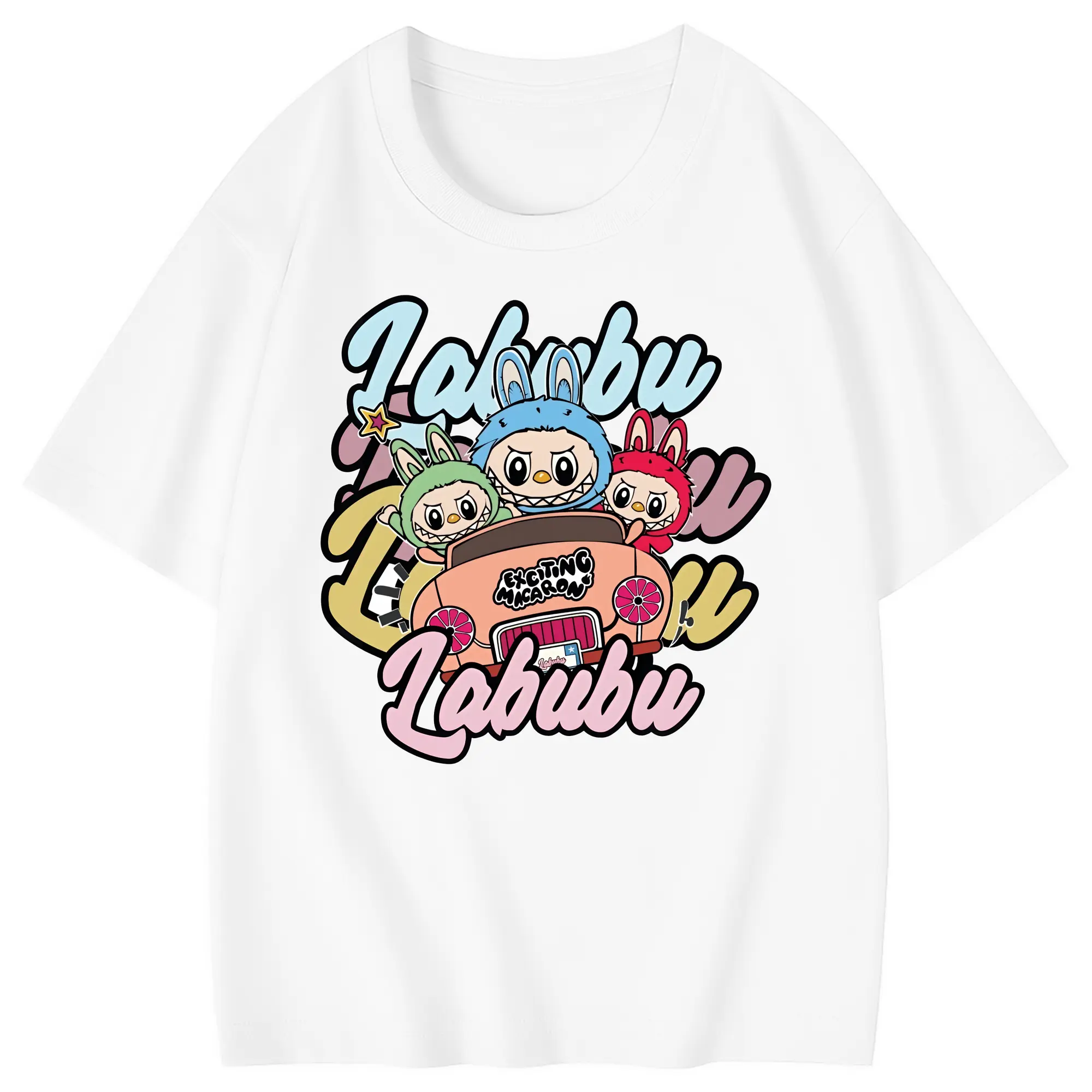 ラブブ グッズ ラブブ - 綿100％ キッズTシャツ ・ フロントプリント ・ 快適 通気性 ・ スポーツ カジュアル 散歩用