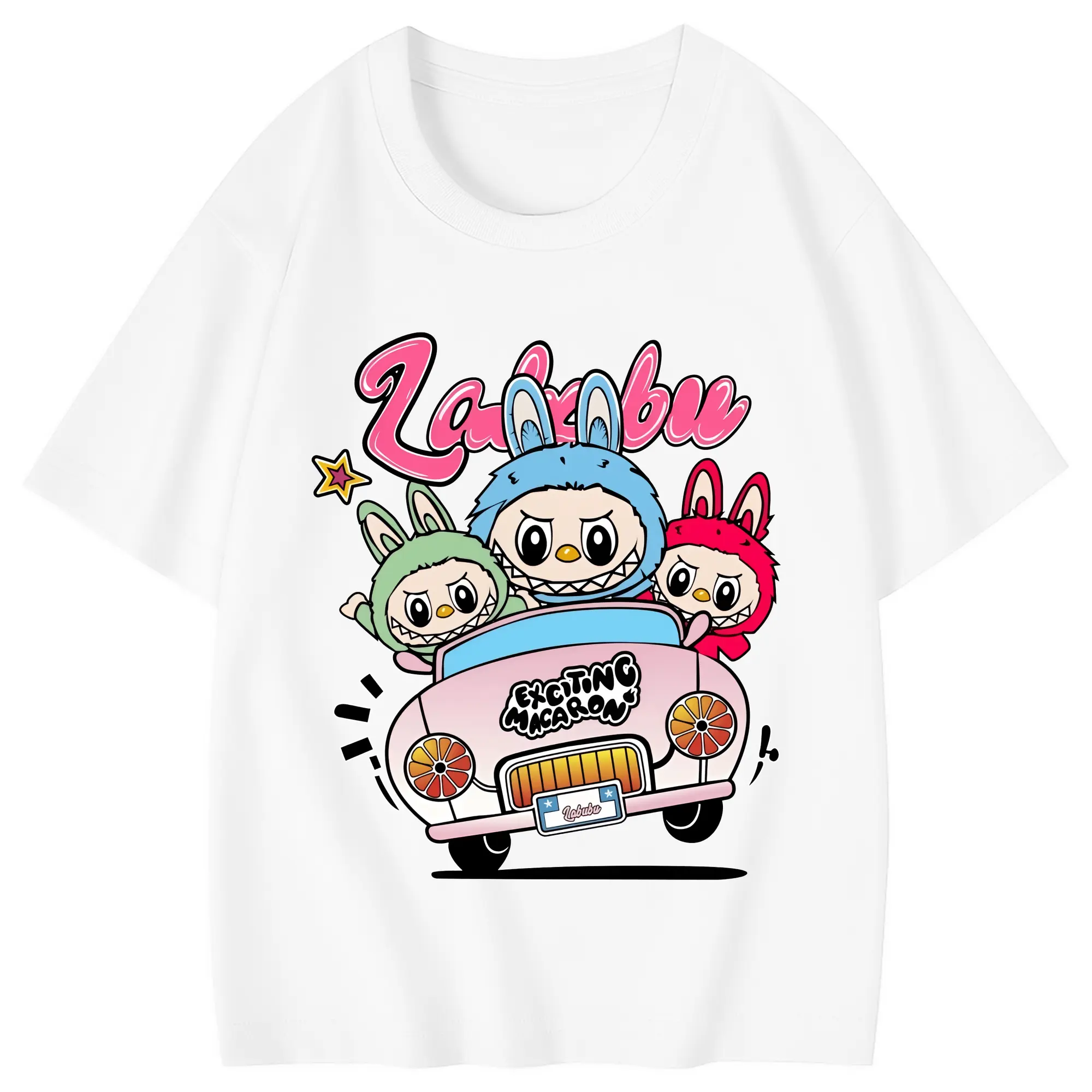 ラブブ グッズ ラブブ - 綿100％ キッズTシャツ ・ フロントプリント ・ 快適 通気性 ・ スポーツ カジュアル 散歩用
