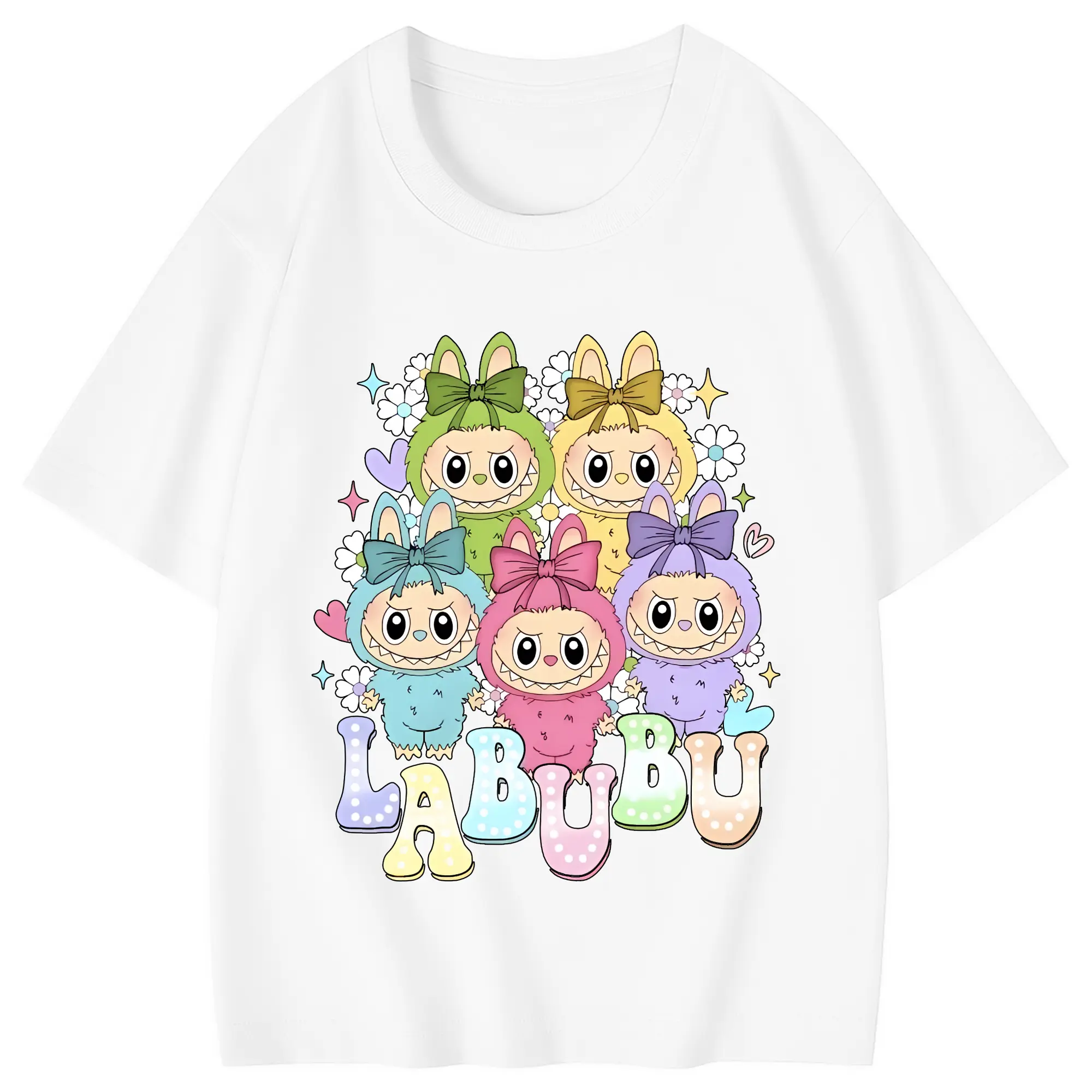 ラブブ グッズ ラブブ - 綿100％ キッズTシャツ ・ フロントプリント ・ 快適 通気性 ・ スポーツ カジュアル 散歩用