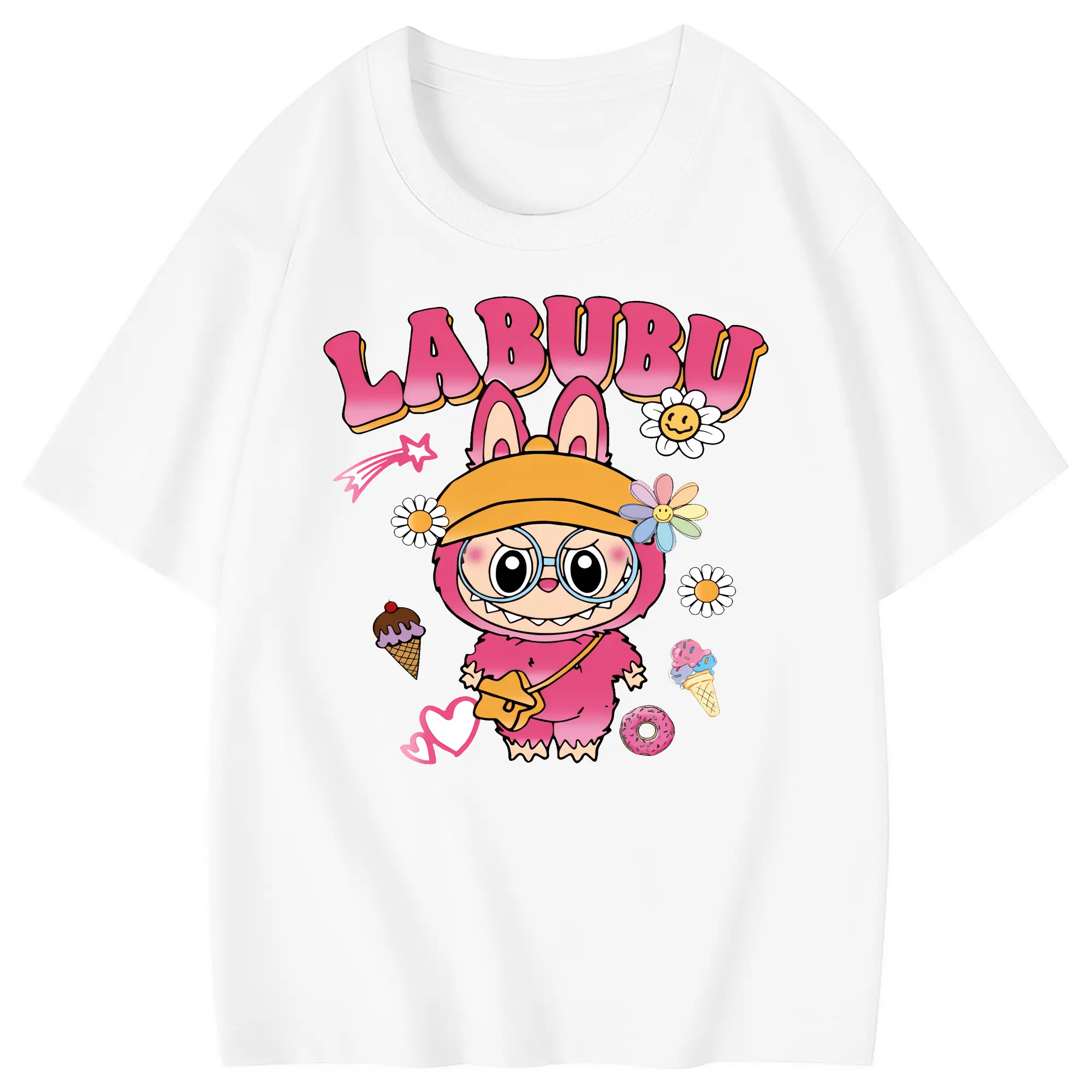 ラブブ グッズ ラブブ - 綿100％ キッズTシャツ ・ フロントプリント ・ 快適 通気性 ・ スポーツ カジュアル 散歩用