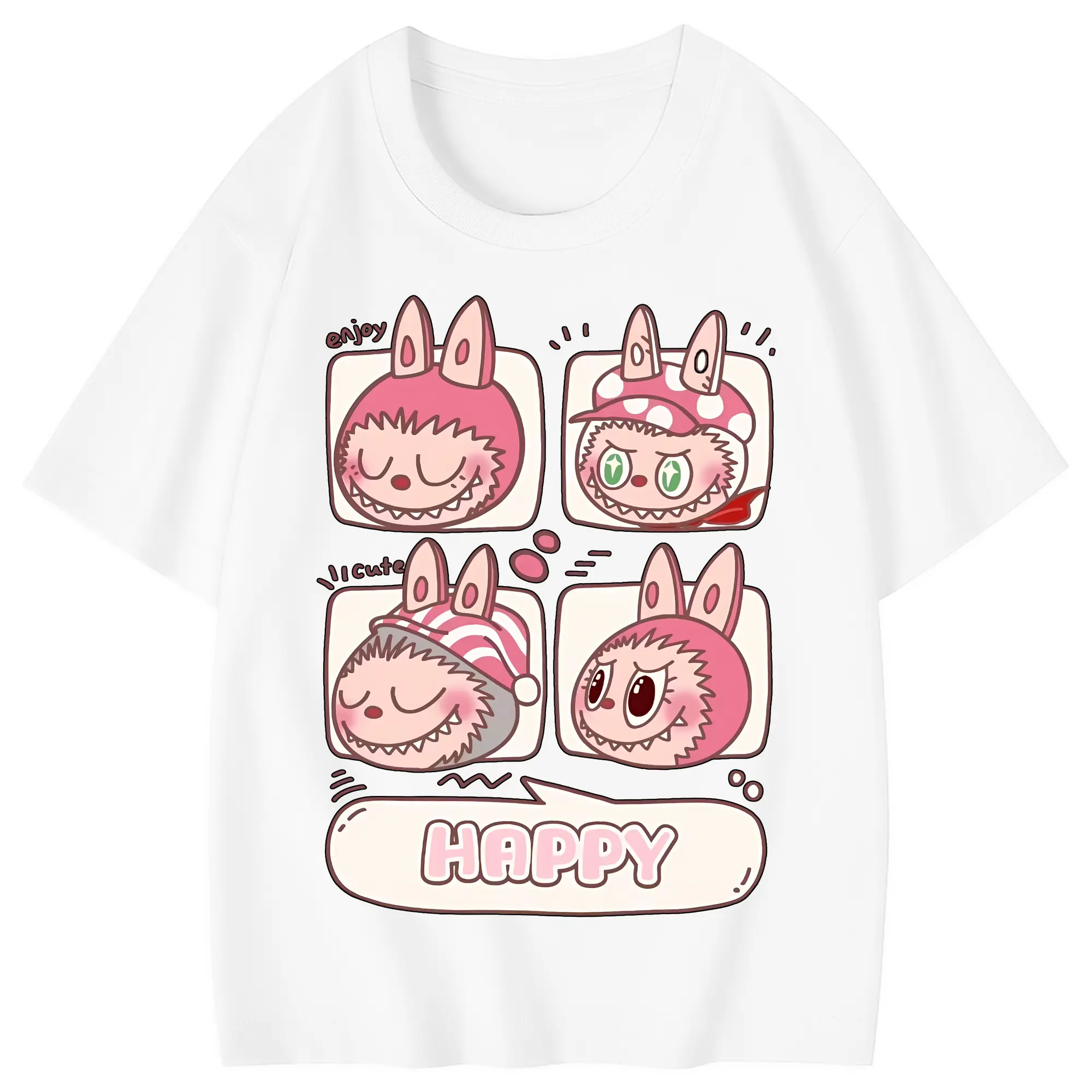 ラブブ グッズ ラブブ - 綿100％ キッズTシャツ ・ フロントプリント ・ 快適 通気性 ・ スポーツ カジュアル 散歩用