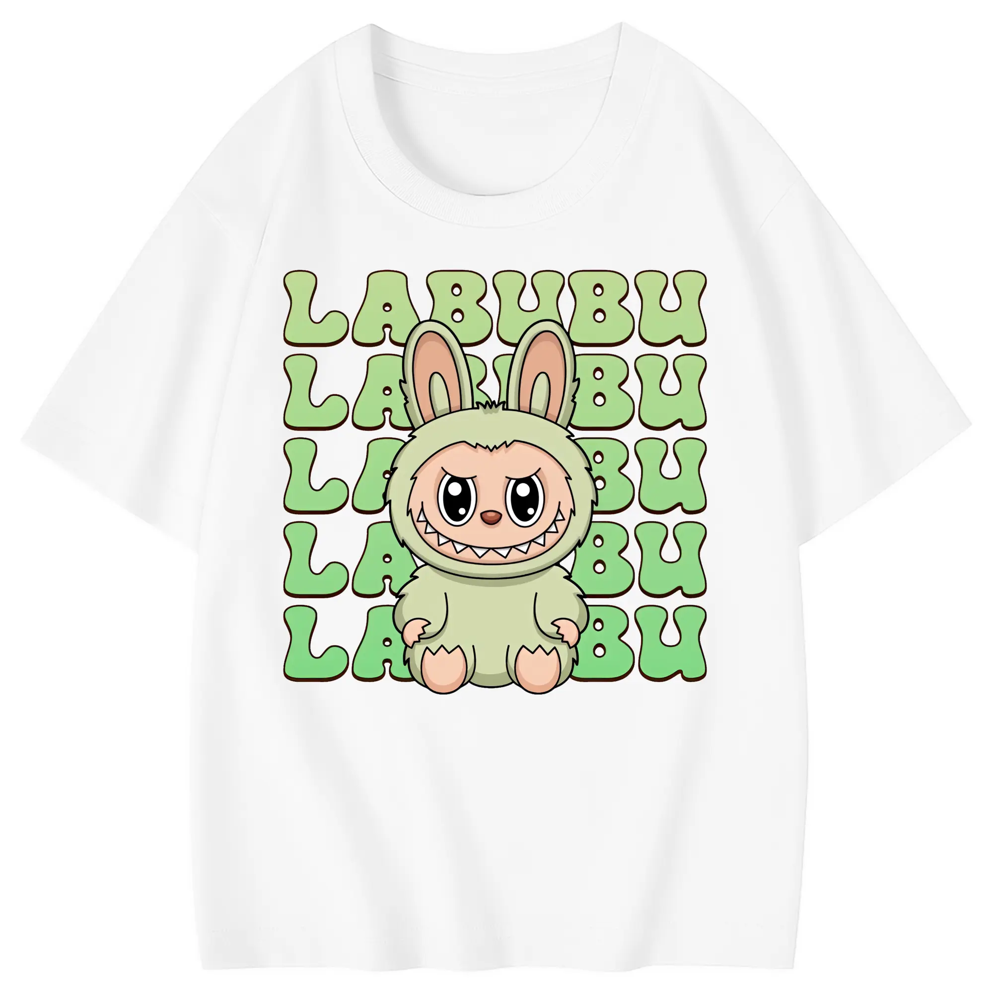 ラブブ グッズ ラブブ - 綿100％ キッズTシャツ ・ フロントプリント ・ 快適 通気性 ・ スポーツ カジュアル 散歩用