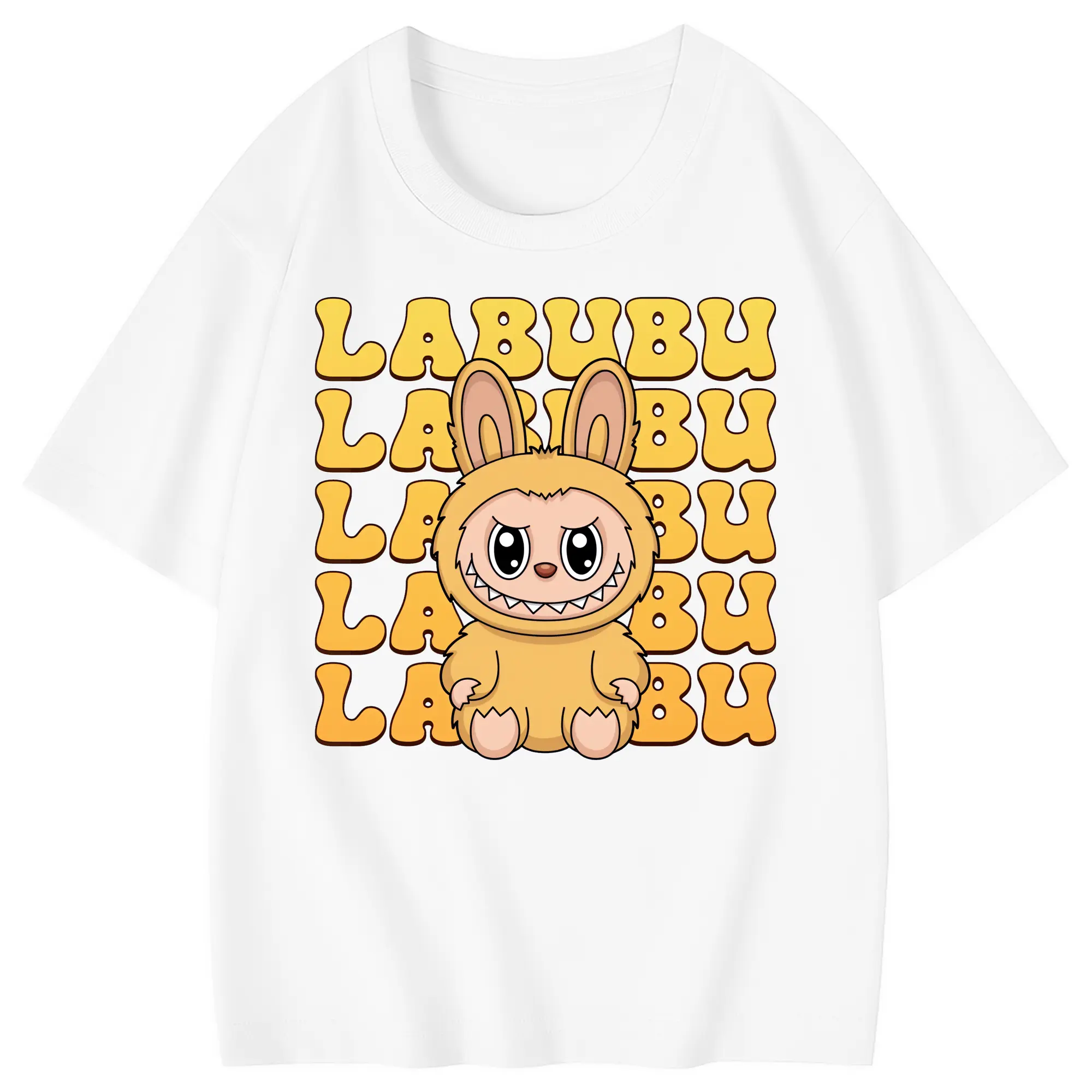 ラブブ グッズ ラブブ - 綿100％ キッズTシャツ ・ フロントプリント ・ 快適 通気性 ・ スポーツ カジュアル 散歩用