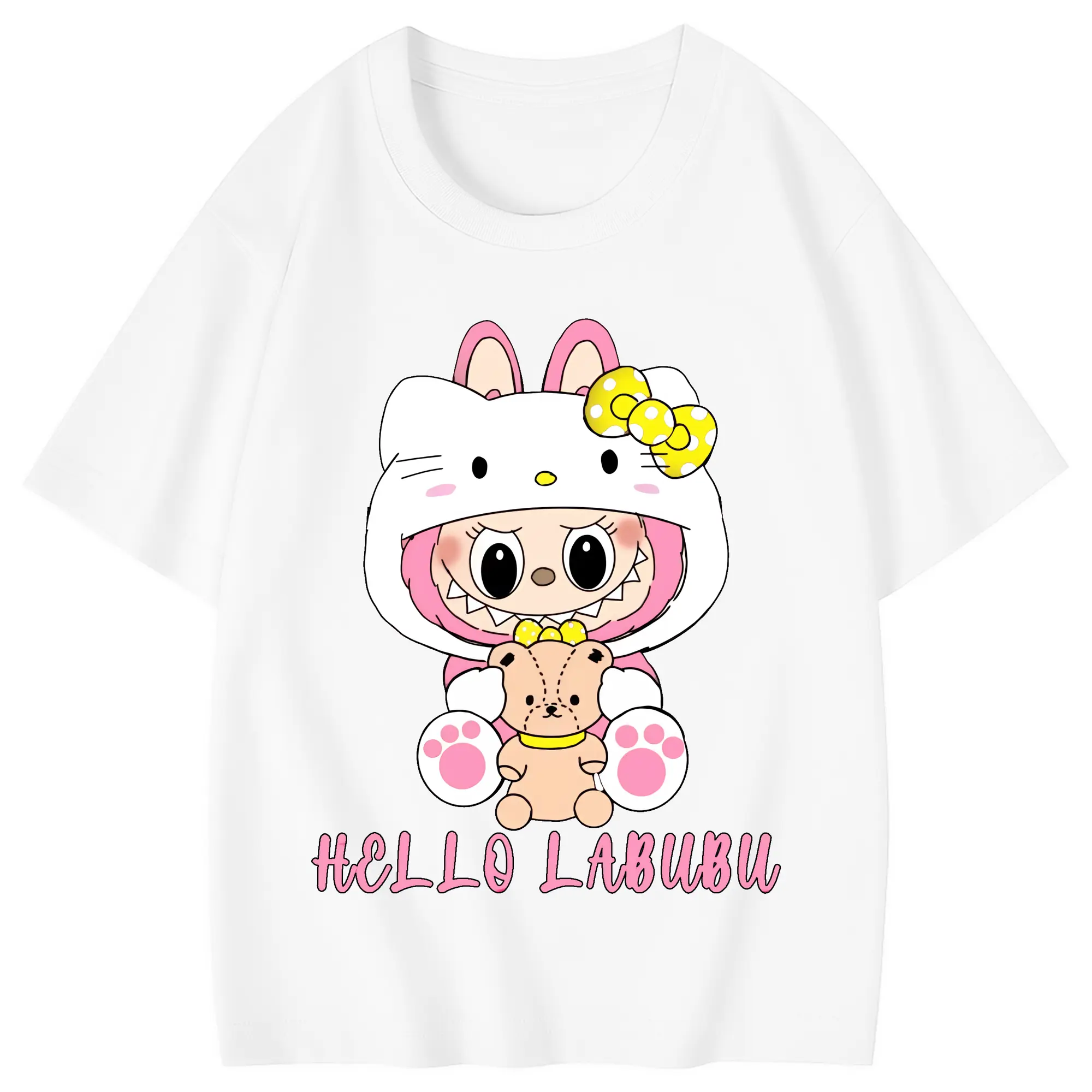 ラブブ グッズ ラブブ - 綿100％ キッズTシャツ ・ フロントプリント ・ 快適 通気性 ・ スポーツ カジュアル 散歩用