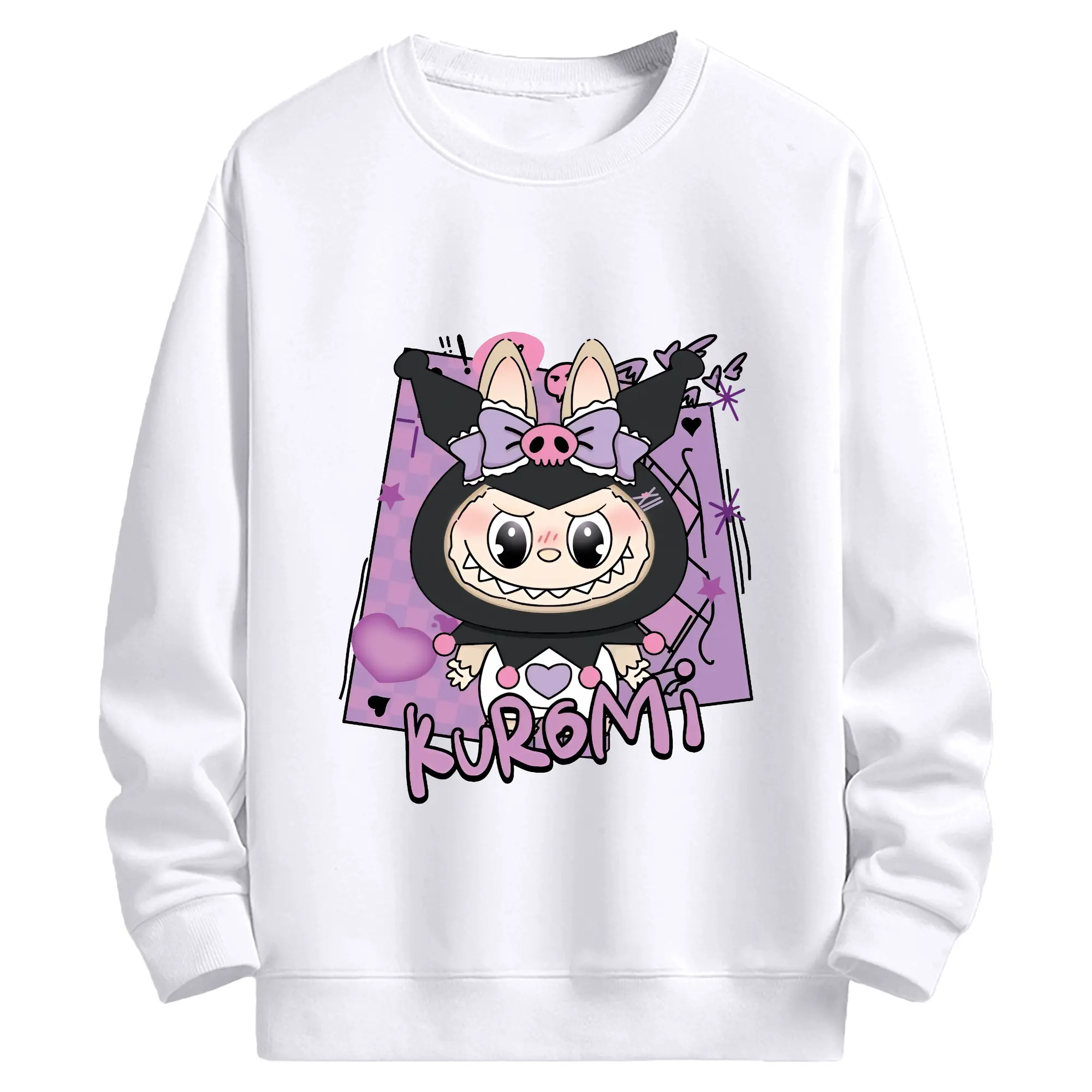 ラブブ グッズ ラブブ - 高品質 クルーネック スウェット ・ コットン59％ ポリエステル41％ ・ ユニセックス 長袖 トレーナー ・ カジュアル デイリー スポーツ 散歩用