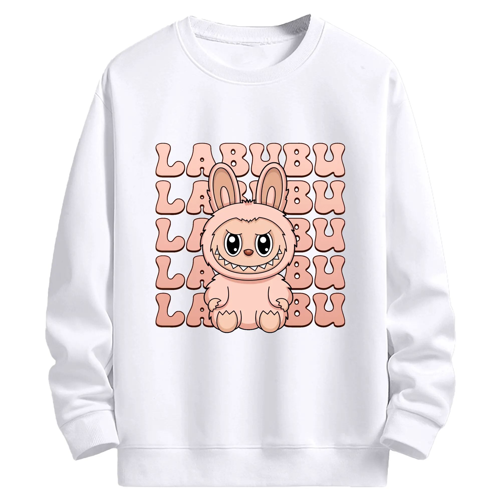 ラブブ グッズ ラブブ - 高品質 クルーネック スウェット ・ コットン59％ ポリエステル41％ ・ ユニセックス 長袖 トレーナー ・ カジュアル デイリー スポーツ 散歩用