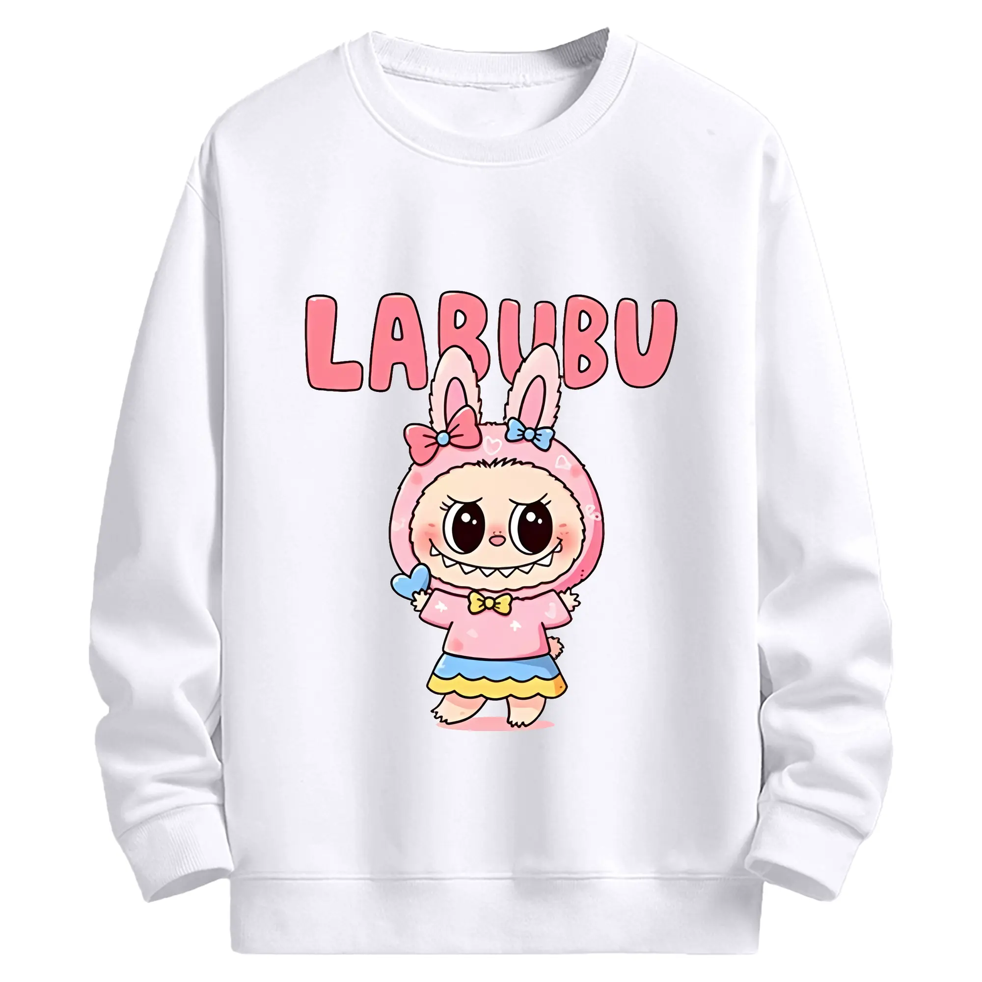 ラブブ グッズ ラブブ - 高品質 クルーネック スウェット ・ コットン59％ ポリエステル41％ ・ ユニセックス 長袖 トレーナー ・ カジュアル デイリー スポーツ 散歩用