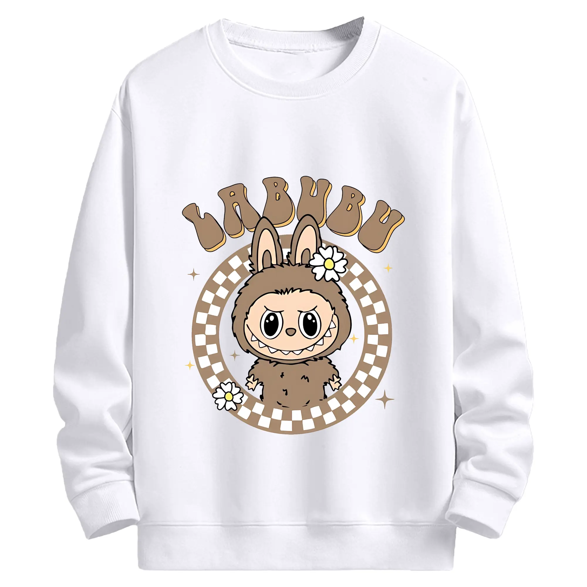 ラブブ グッズ ラブブ - 高品質 クルーネック スウェット ・ コットン59％ ポリエステル41％ ・ ユニセックス 長袖 トレーナー ・ カジュアル デイリー スポーツ 散歩用