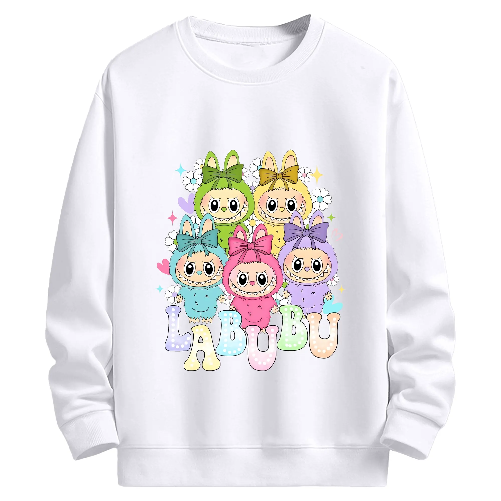 ラブブ グッズ ラブブ - 高品質 クルーネック スウェット ・ コットン59％ ポリエステル41％ ・ ユニセックス 長袖 トレーナー ・ カジュアル デイリー スポーツ 散歩用