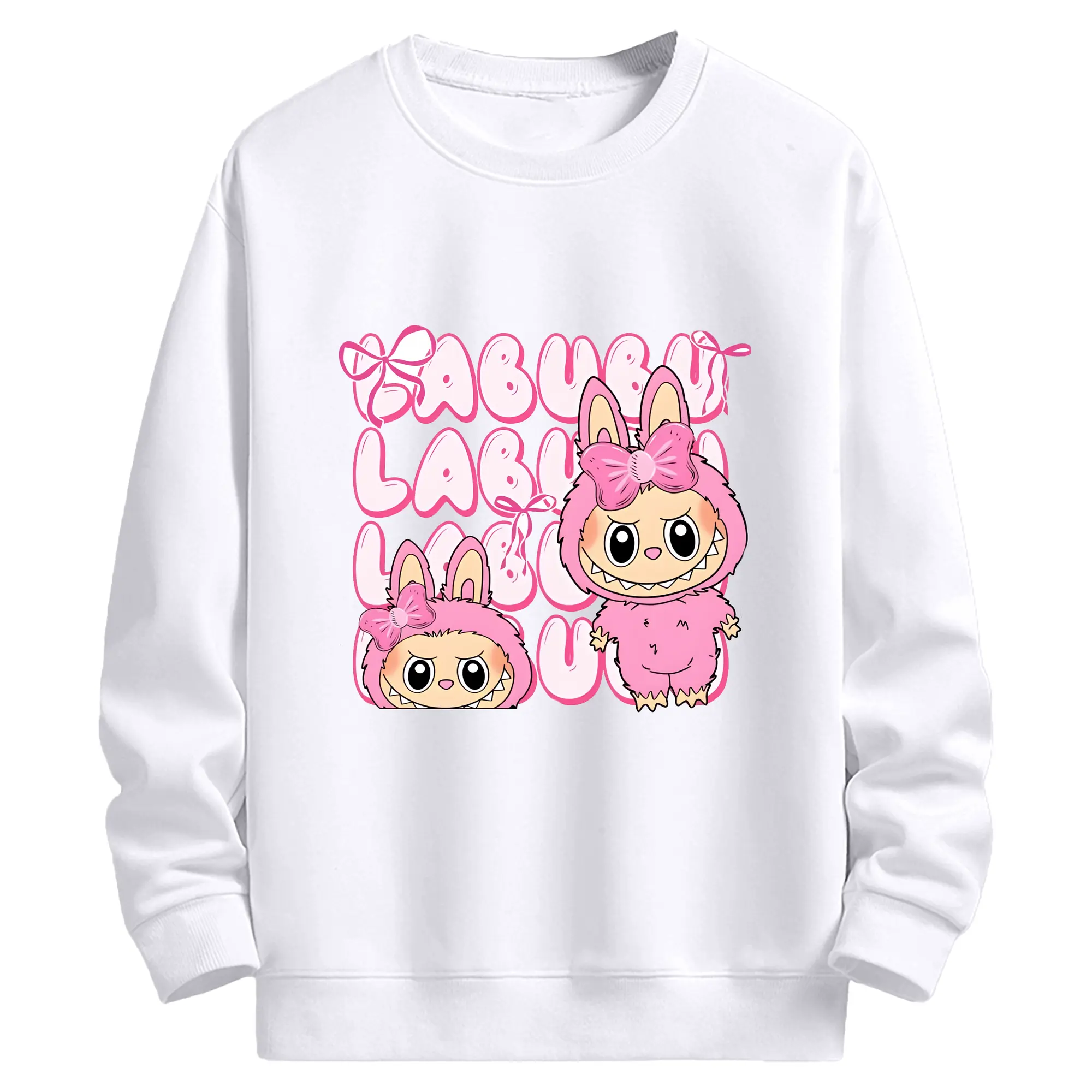 ラブブ グッズ ラブブ - 高品質 クルーネック スウェット ・ コットン59％ ポリエステル41％ ・ ユニセックス 長袖 トレーナー ・ カジュアル デイリー スポーツ 散歩用