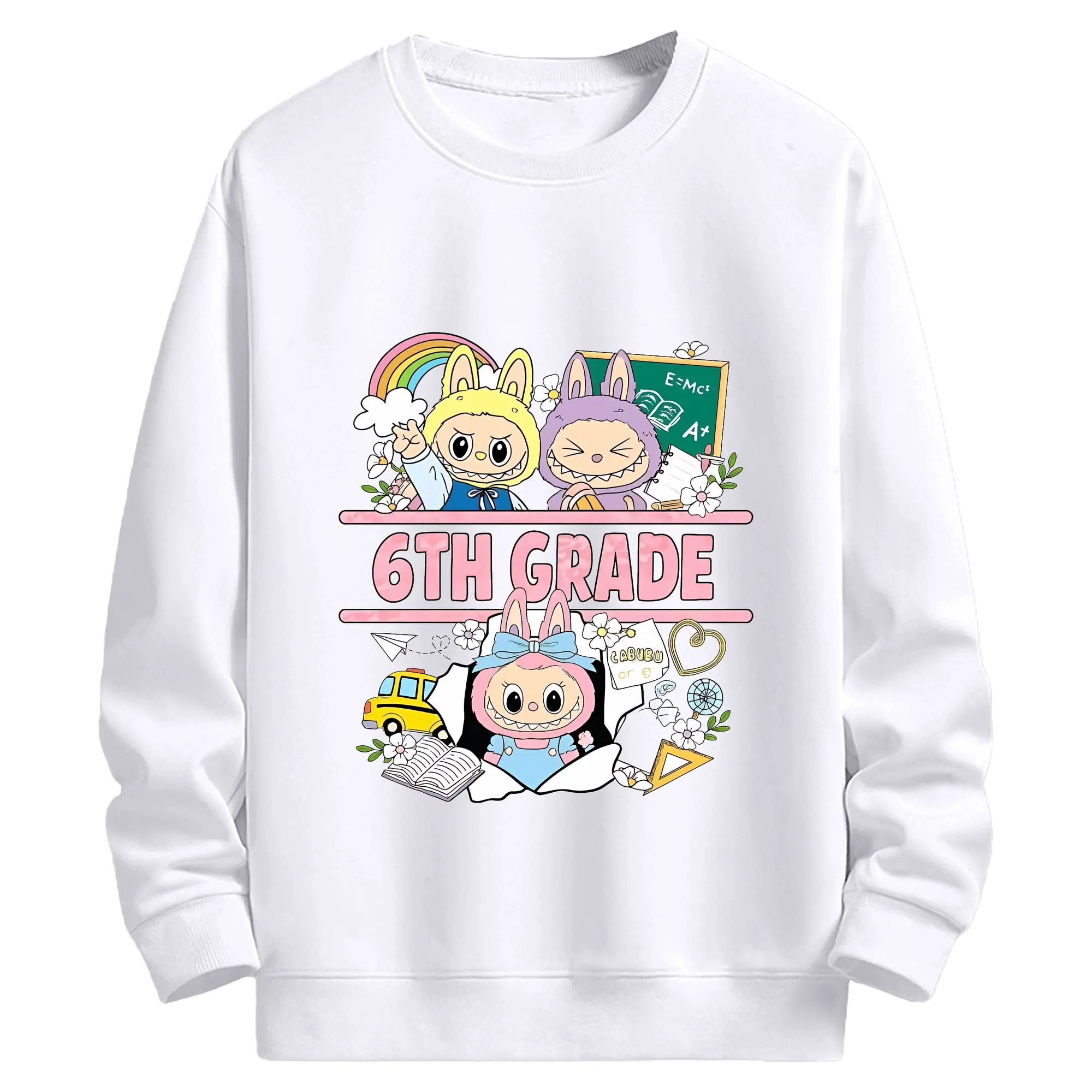 ラブブ グッズ ラブブ - 高品質 クルーネック スウェット ・ コットン59％ ポリエステル41％ ・ ユニセックス 長袖 トレーナー ・ カジュアル デイリー スポーツ 散歩用