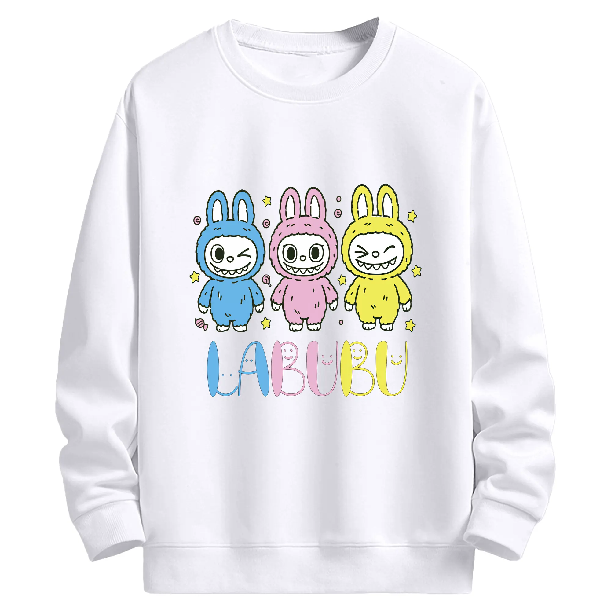 ラブブ グッズ ラブブ - 高品質 クルーネック スウェット ・ コットン59％ ポリエステル41％ ・ ユニセックス 長袖 トレーナー ・ カジュアル デイリー スポーツ 散歩用