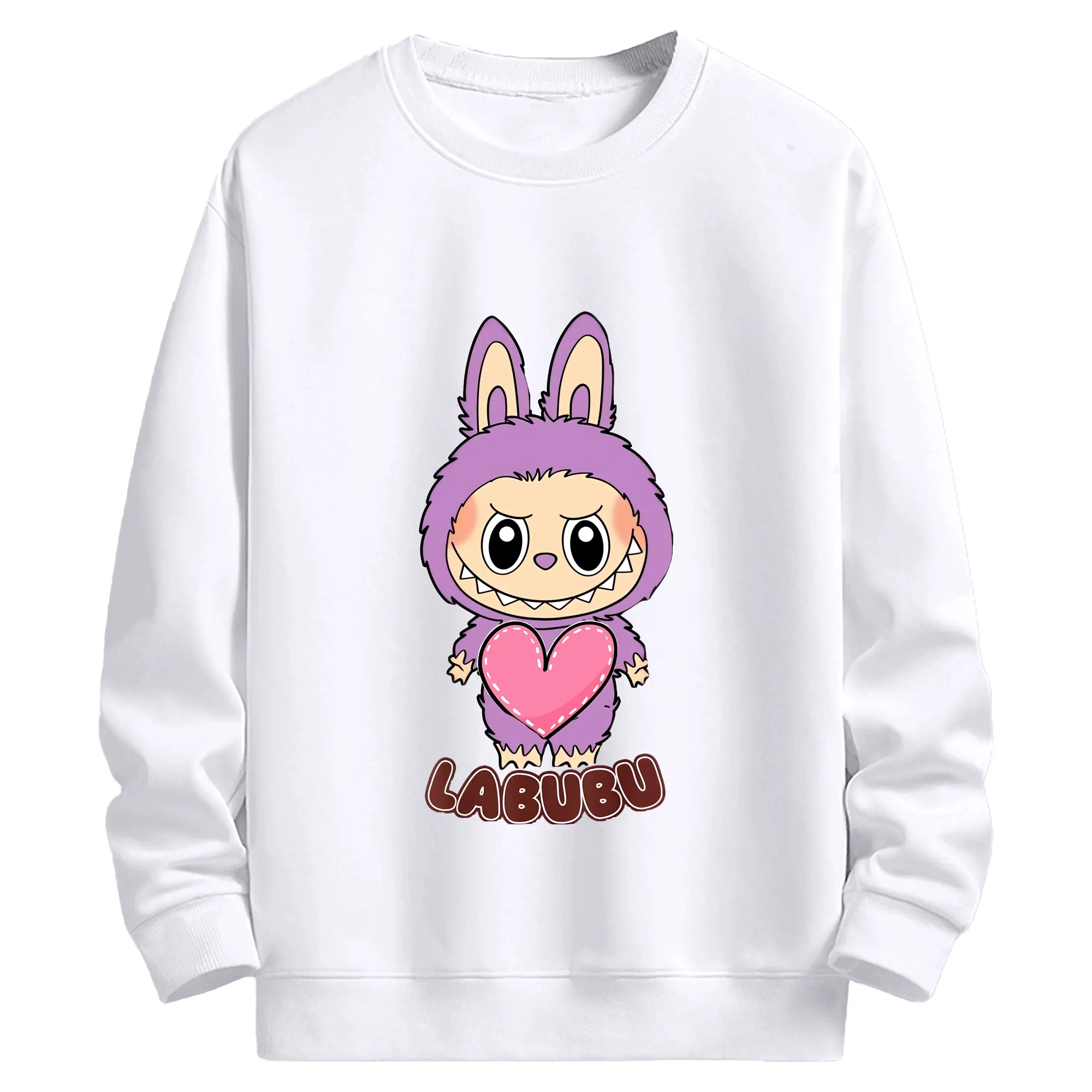 ラブブ グッズ ラブブ - 高品質 クルーネック スウェット ・ コットン59％ ポリエステル41％ ・ ユニセックス 長袖 トレーナー ・ カジュアル デイリー スポーツ 散歩用