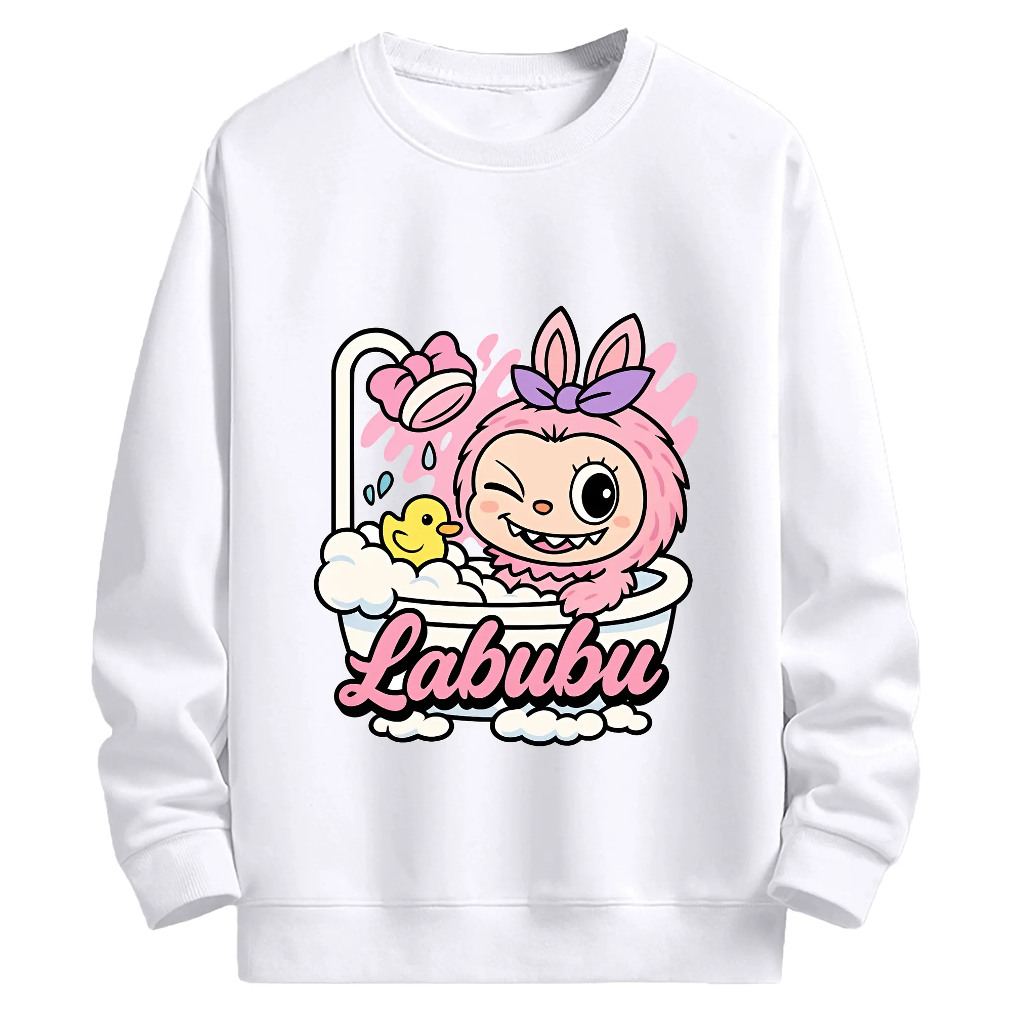 ラブブ グッズ ラブブ - 高品質 クルーネック スウェット ・ コットン59％ ポリエステル41％ ・ ユニセックス 長袖 トレーナー ・ カジュアル デイリー スポーツ 散歩用