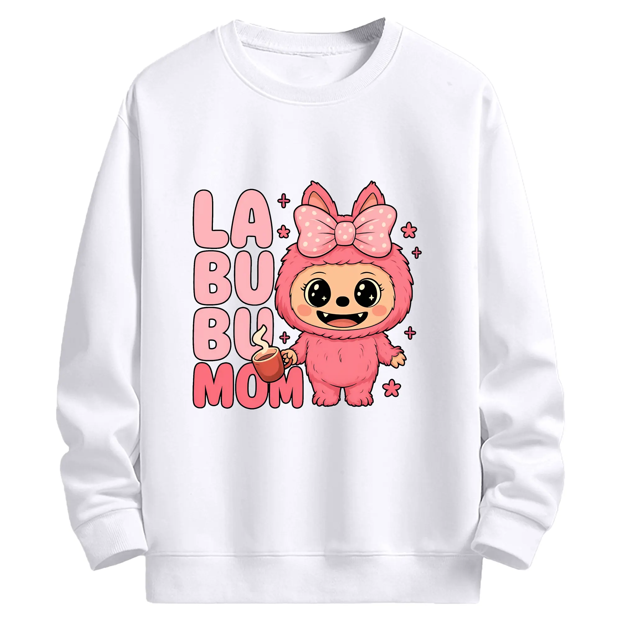 ラブブ グッズ ラブブ - 高品質 クルーネック スウェット ・ コットン59％ ポリエステル41％ ・ ユニセックス 長袖 トレーナー ・ カジュアル デイリー スポーツ 散歩用