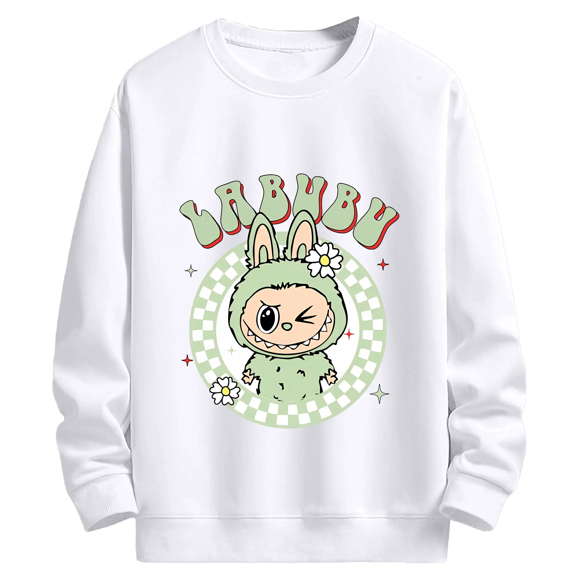 ラブブ グッズ ラブブ - 高品質 クルーネック スウェット ・ コットン59％ ポリエステル41％ ・ ユニセックス 長袖 トレーナー ・ カジュアル デイリー スポーツ 散歩用