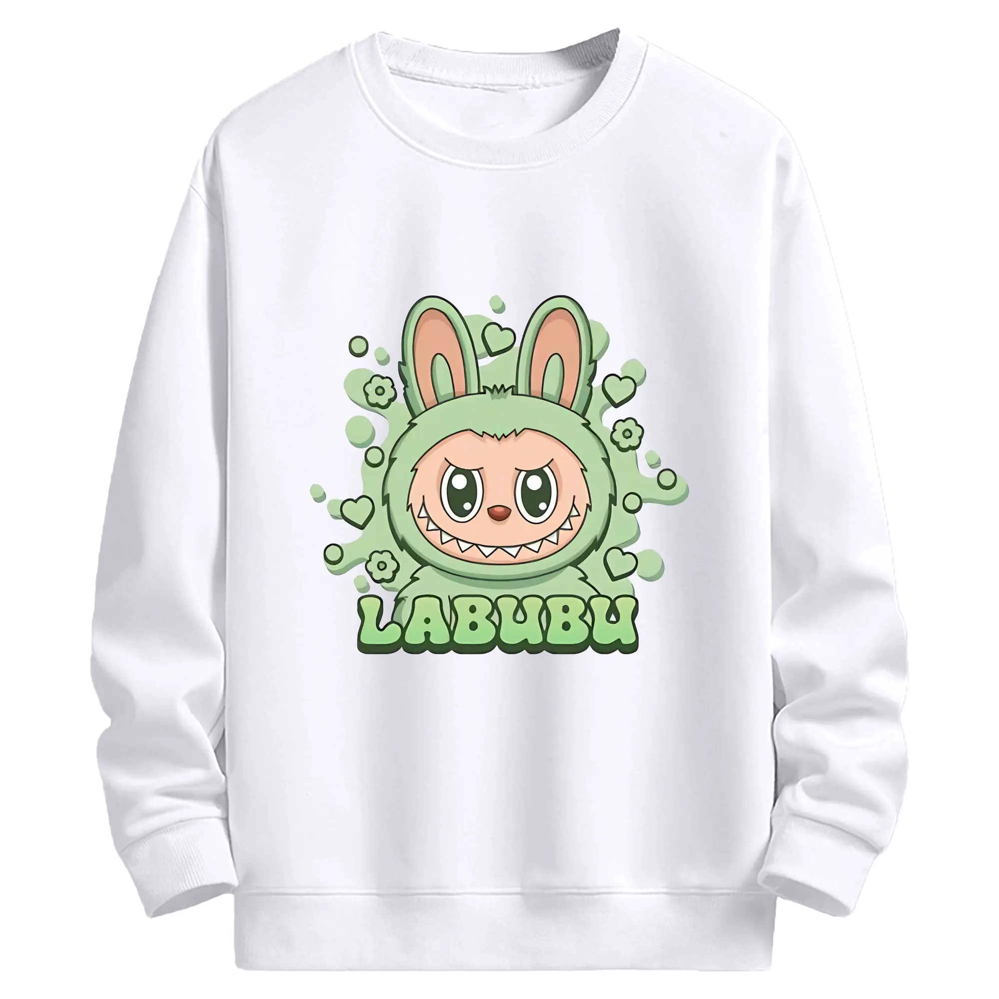 ラブブ グッズ ラブブ - 高品質 クルーネック スウェット ・ コットン59％ ポリエステル41％ ・ ユニセックス 長袖 トレーナー ・ カジュアル デイリー スポーツ 散歩用