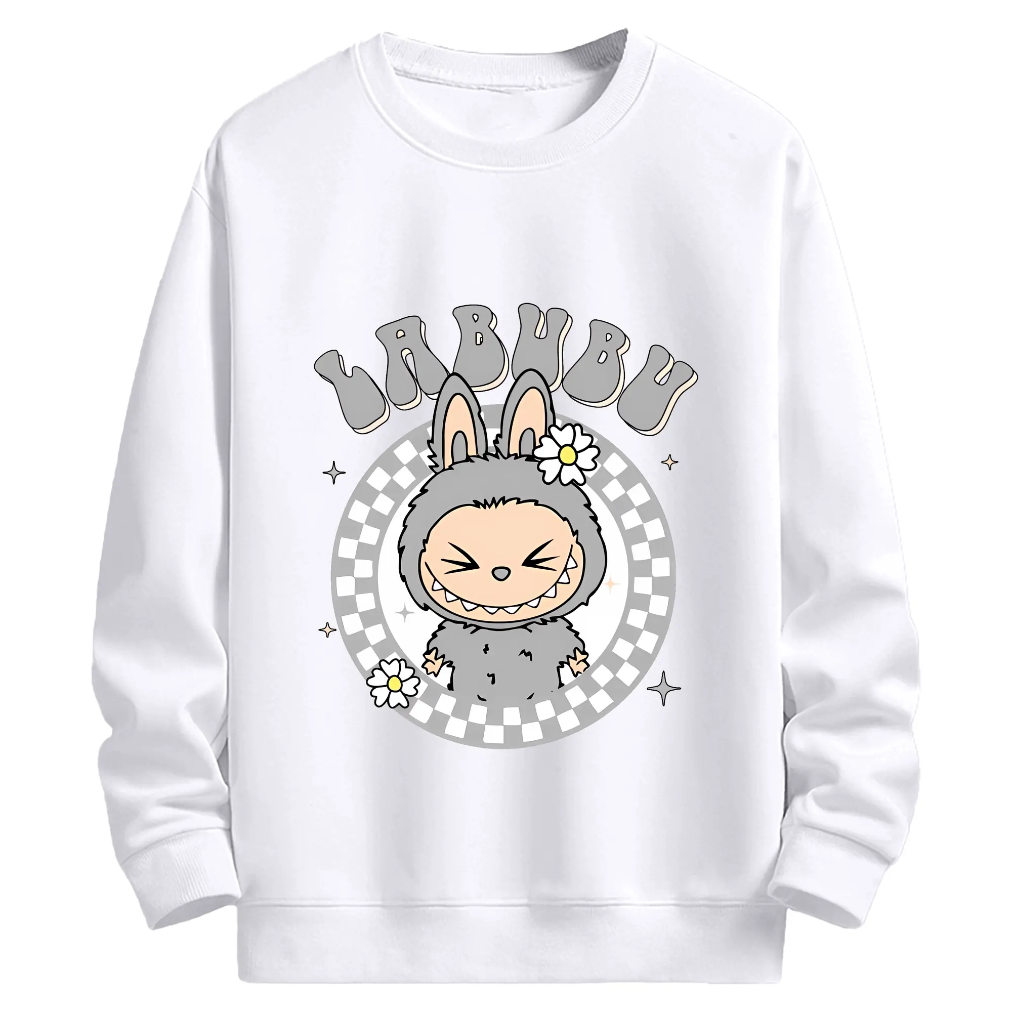 ラブブ グッズ ラブブ - 高品質 クルーネック スウェット ・ コットン59％ ポリエステル41％ ・ ユニセックス 長袖 トレーナー ・ カジュアル デイリー スポーツ 散歩用