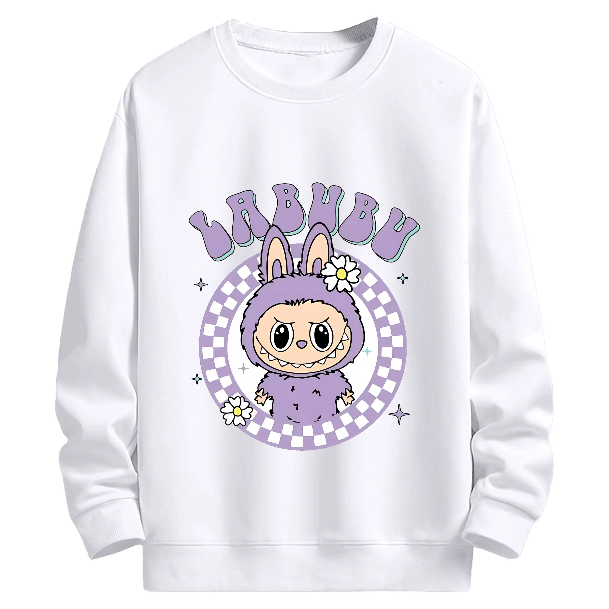 ラブブ グッズ ラブブ - 高品質 クルーネック スウェット ・ コットン59％ ポリエステル41％ ・ ユニセックス 長袖 トレーナー ・ カジュアル デイリー スポーツ 散歩用