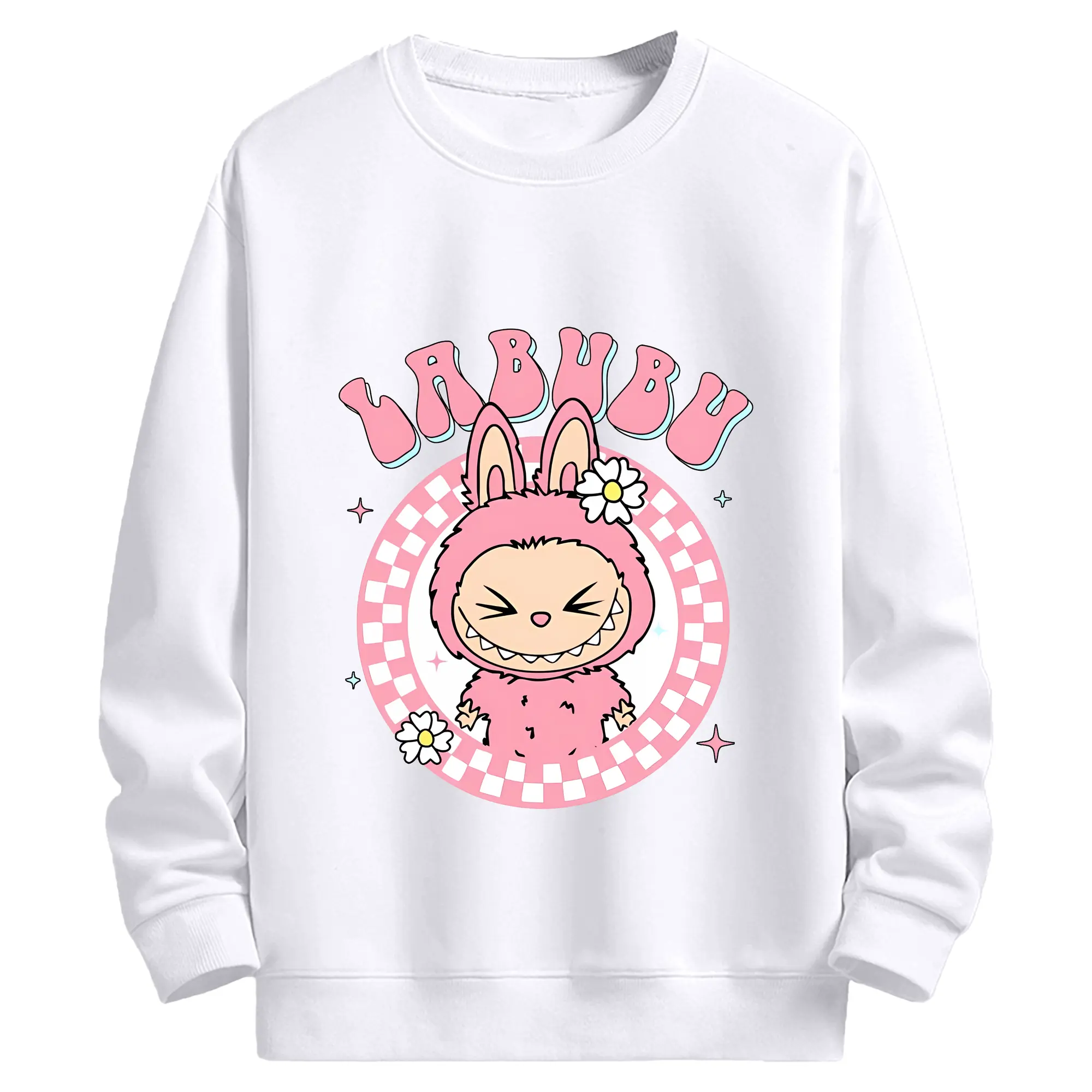 ラブブ グッズ ラブブ - 高品質 クルーネック スウェット ・ コットン59％ ポリエステル41％ ・ ユニセックス 長袖 トレーナー ・ カジュアル デイリー スポーツ 散歩用