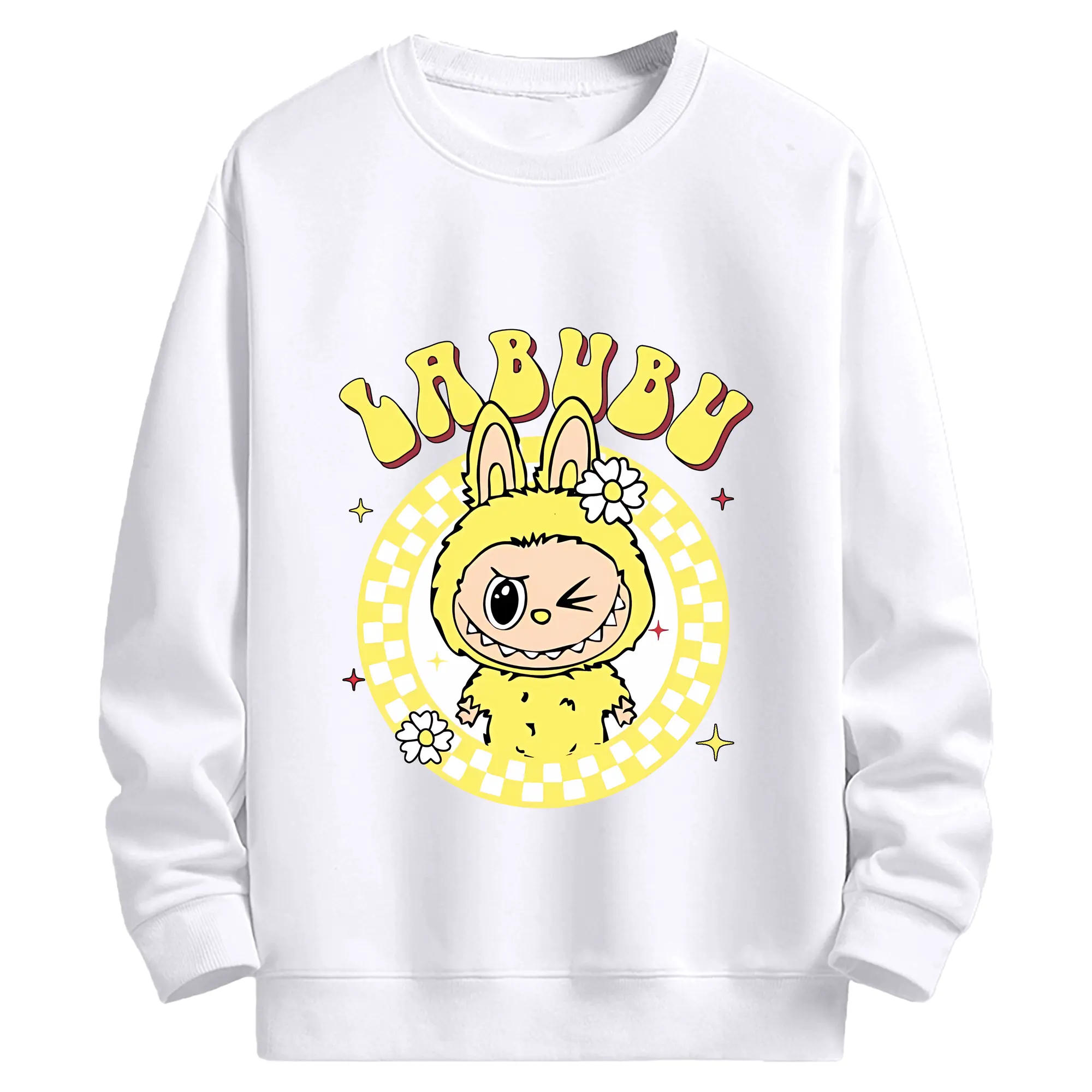 ラブブ グッズ ラブブ - 高品質 クルーネック スウェット ・ コットン59％ ポリエステル41％ ・ ユニセックス 長袖 トレーナー ・ カジュアル デイリー スポーツ 散歩用